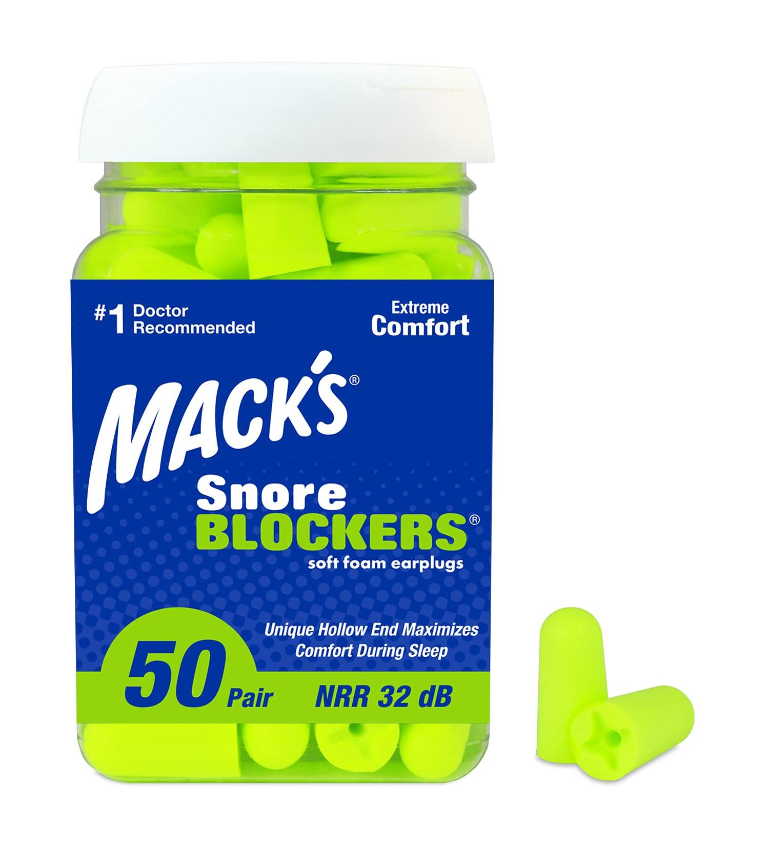 Mack's Snore Blockers Soft Foam Earplugs - 50 Pair, 32 dB High NRR - Comfortable Sleep Ear Plugs for Snoring, Noise, Travel - Buy Online on GoSupps.com