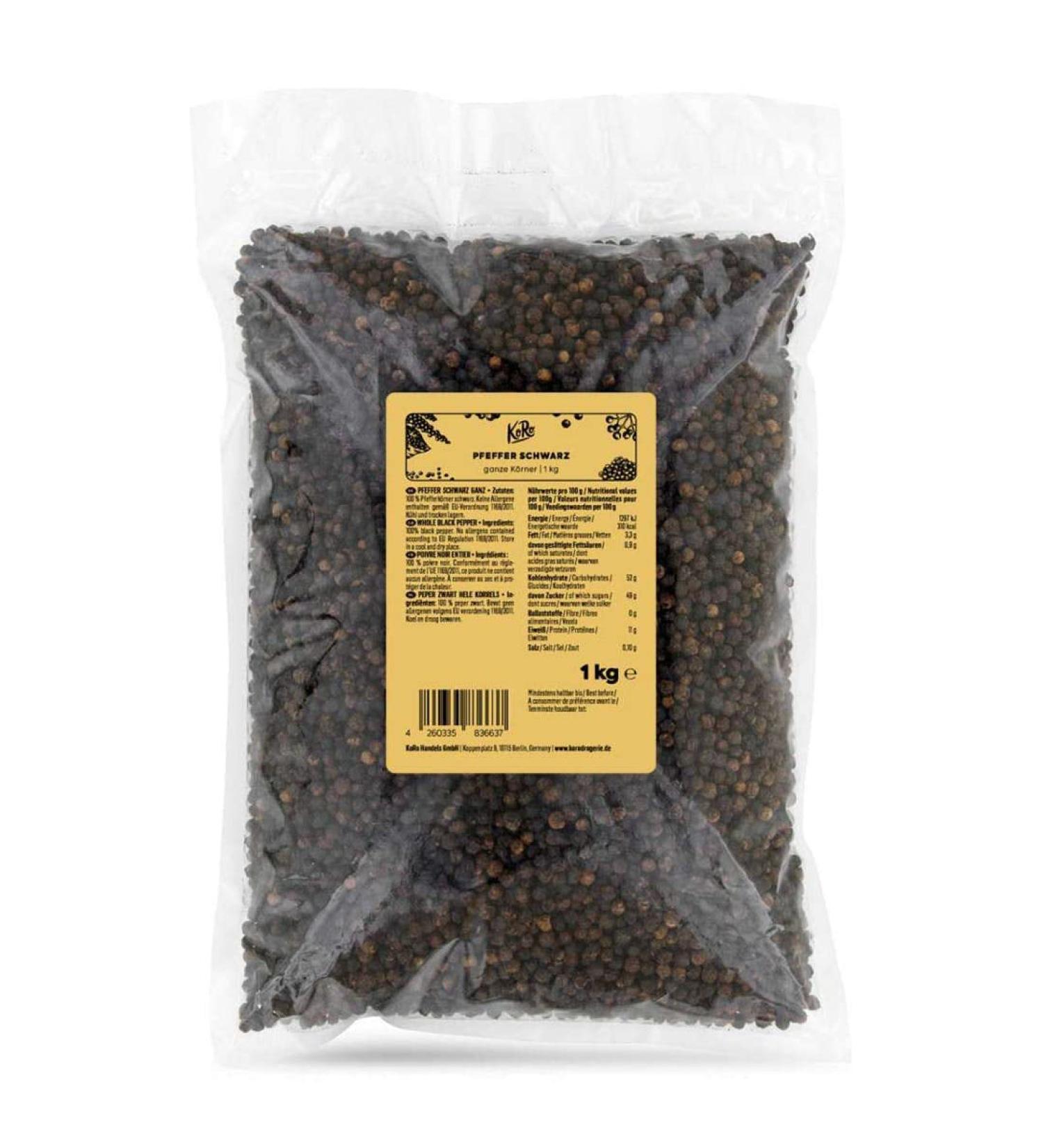 KoRo - Whole Black Peppercorns | 1 kg - Buy Online on GoSupps.com