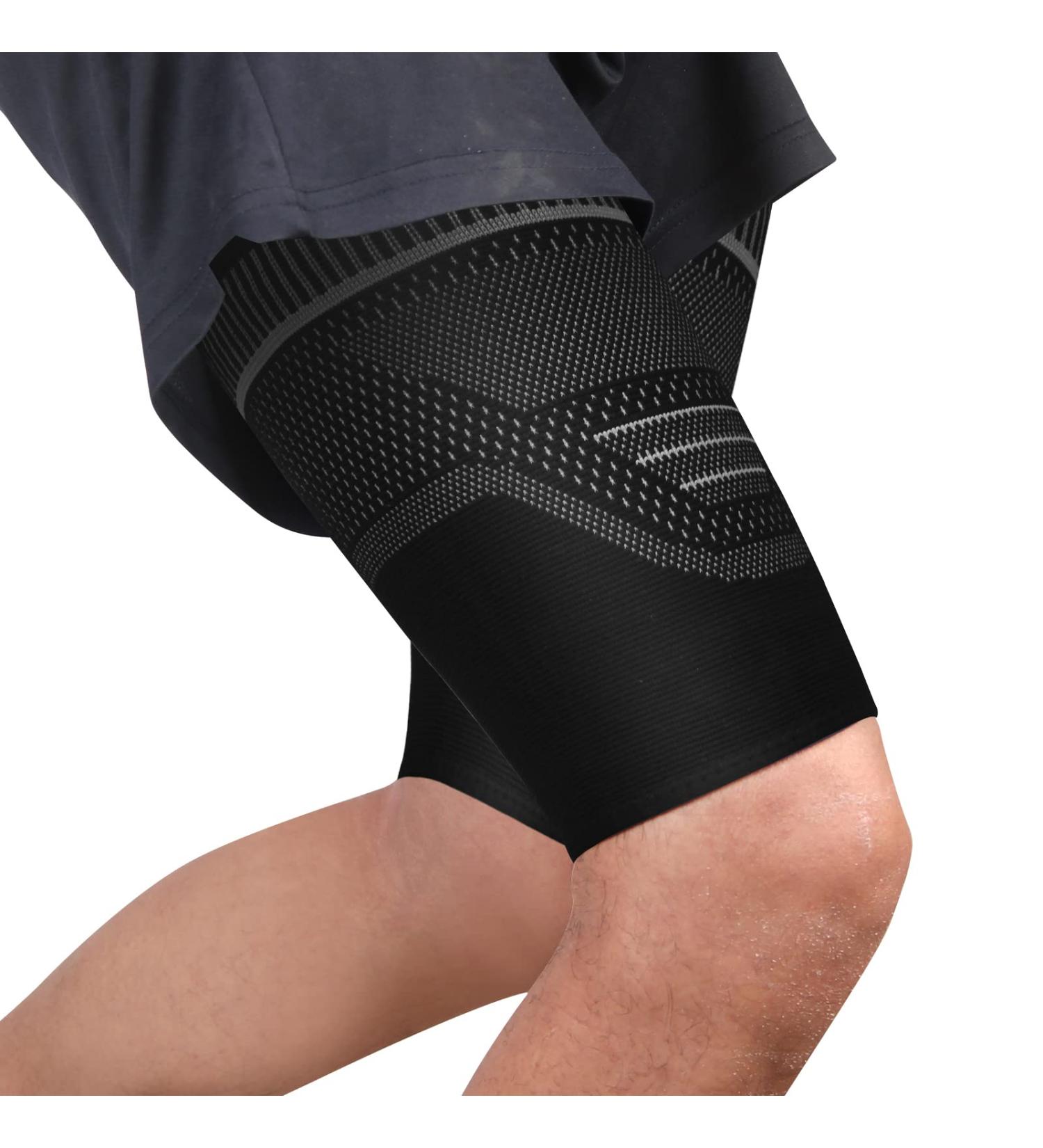 Ruilala Compression Thigh Bandage for Men & Women - Ventilated Support with Non-Slip Silicone - Injury Recovery & Muscle Support - 2 Pieces (Black L) - Buy Online on GoSupps.com