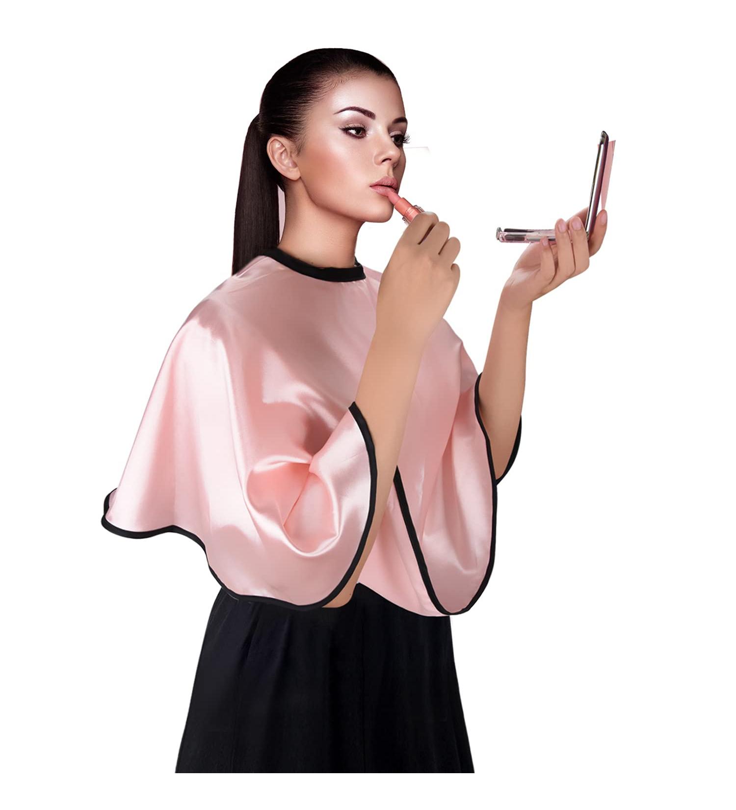 Noverlife Pink Satin Makeup Cape | Lightweight Shorty Smock for Hairdressers & Beauty Artists | Silky Haircut Shawl for Salons - Buy Online on GoSupps.com