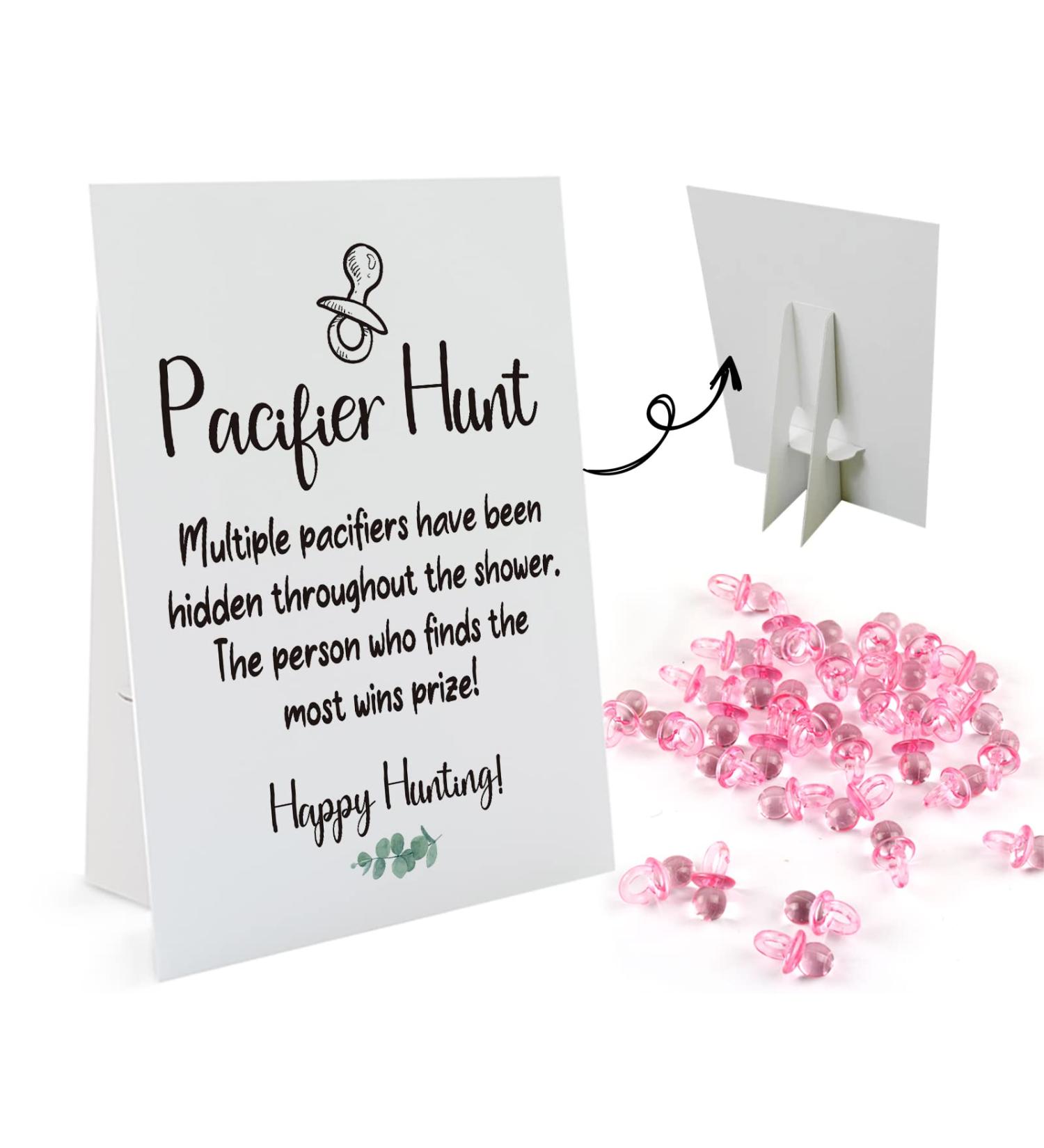 Hunt Baby Pacifier Game Set | Gender Reveal Baby Shower Activities | 8 Signs & 50 Mini Acrylic Pacifiers | Fun for Adults & Kids | Gender Neutral BPH01 - Buy Online on GoSupps.com