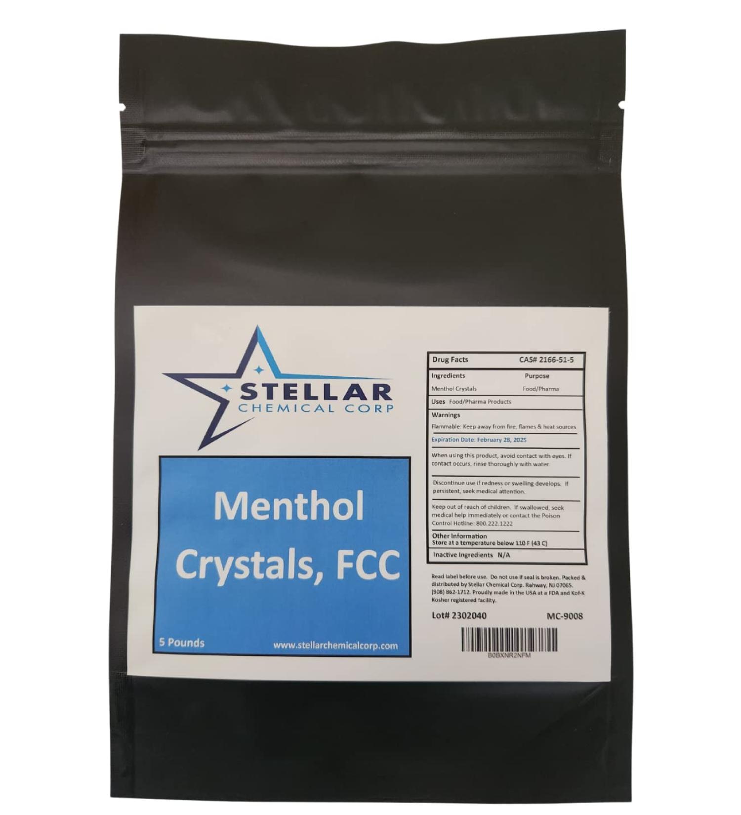 Menthol Crystals 5 Lbs - Natural Spa Quality | Stellar Chemical Corp - International Shipping Available - Buy Online on GoSupps.com