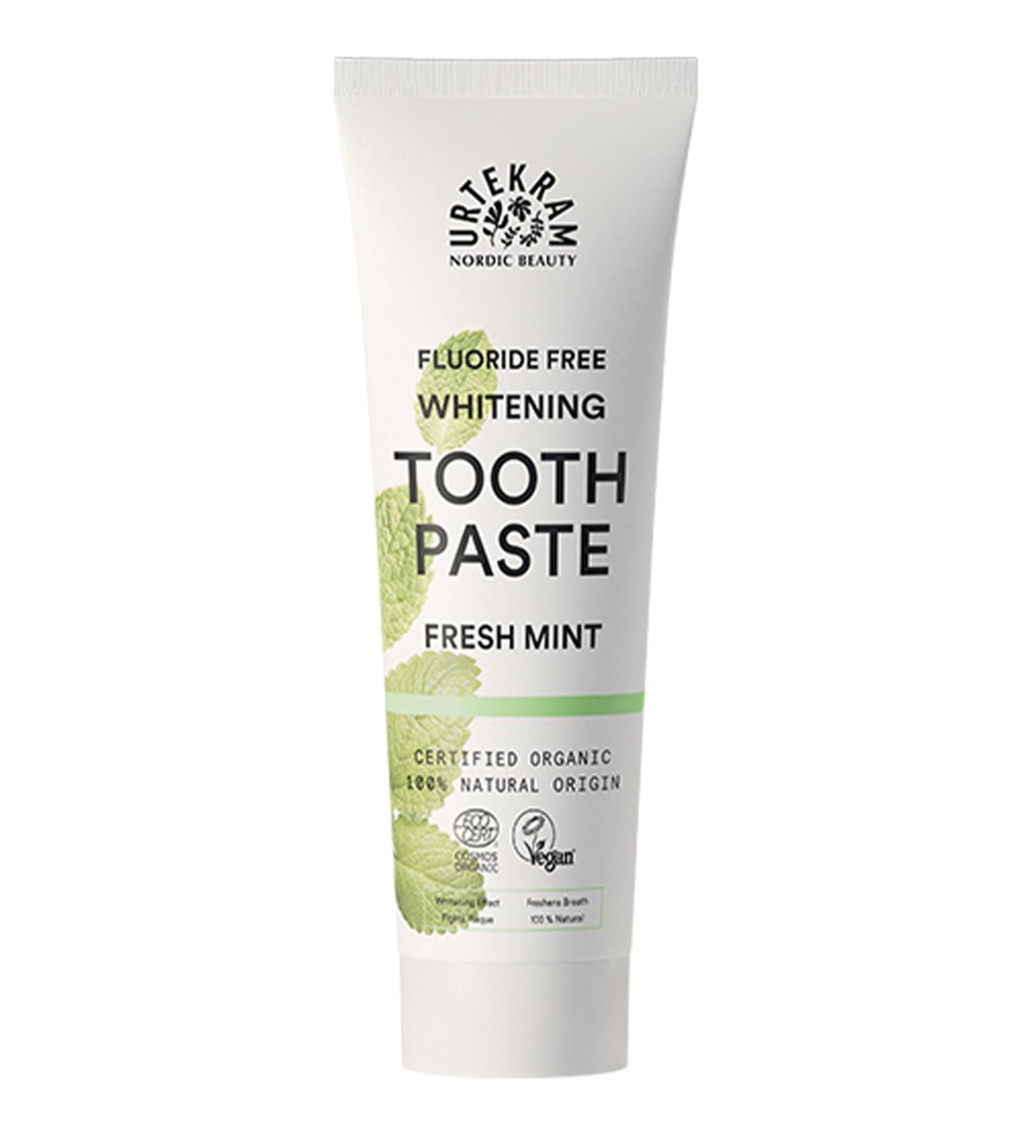 Urtekram Natural Organic Toothpaste - Vegan & Fluoride-Free - Fresh Mint Flavor - 75ml - International Shipping Available - Buy Online on GoSupps.com