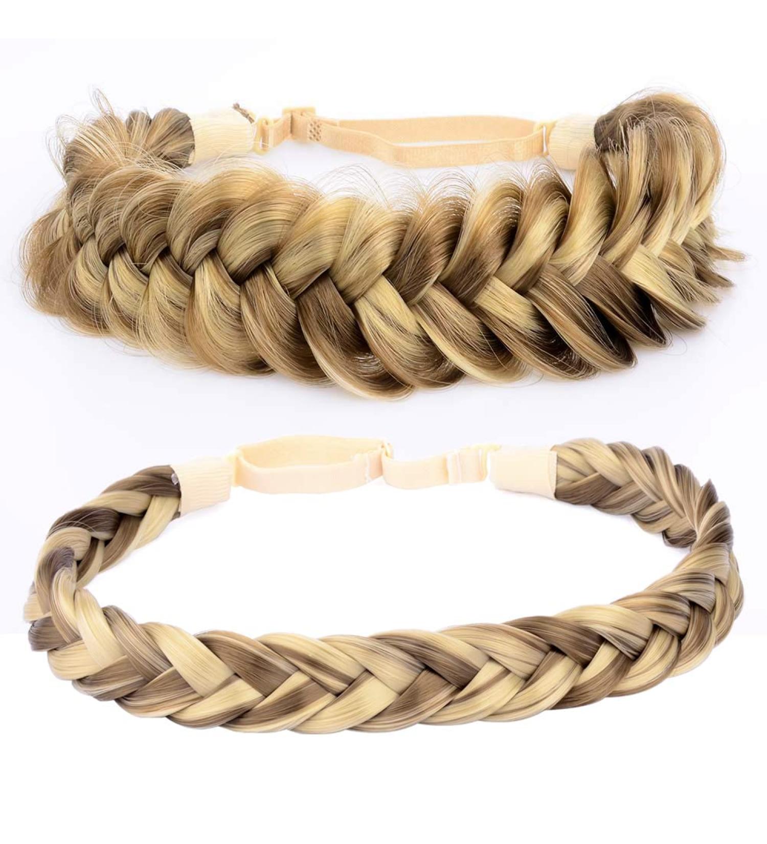DIGUAN Messy Wide 2 Strands Fishtail Synthetic Hair Braided Headband - Highlighted Hair Accessory for Women and Girls - Buy Online on GoSupps.com