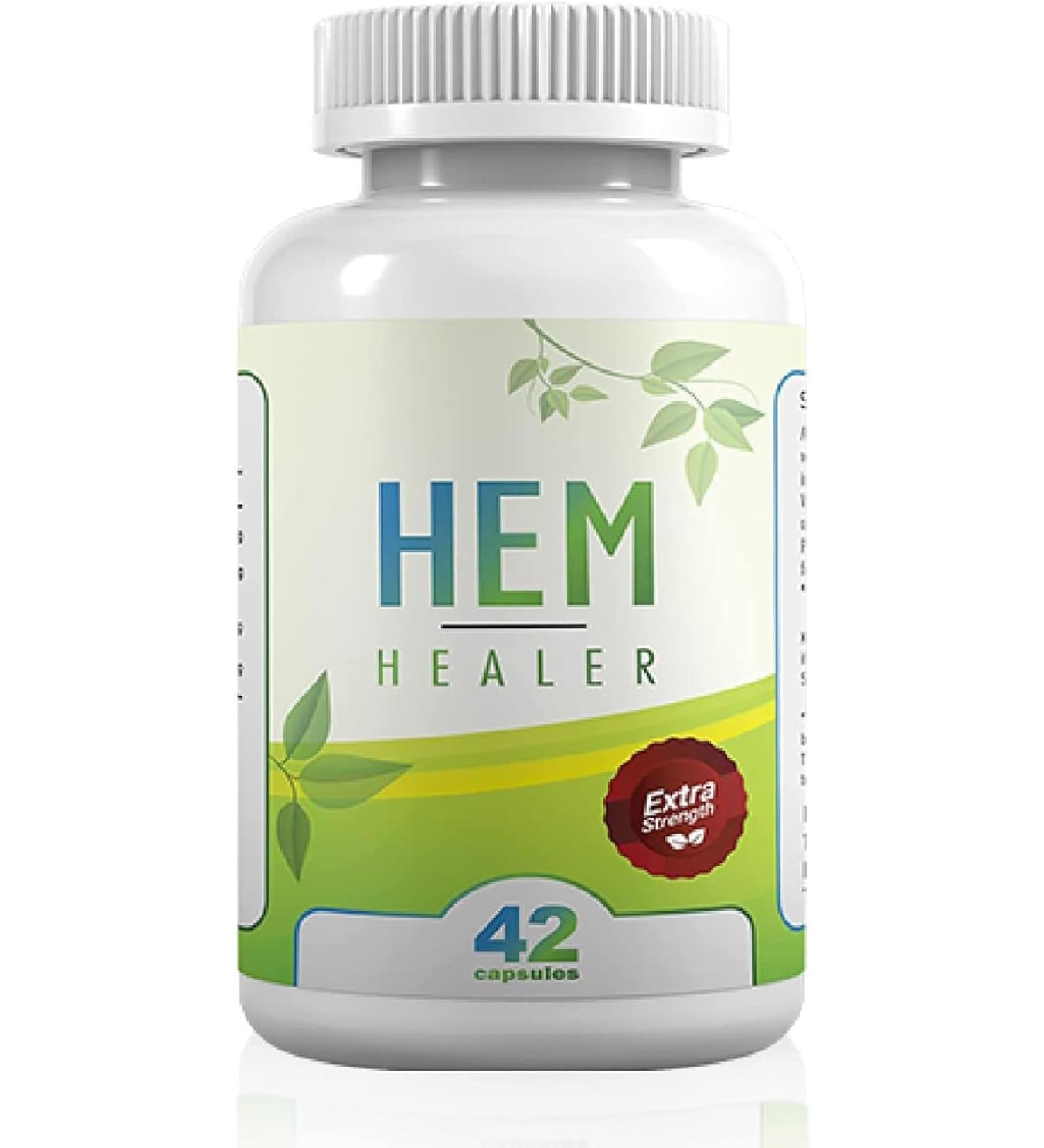 Hem Healer Hemorrhoid Treatment Capsules - Soothes Itching, Burning, and Irritation - 100% Natural - 42 Vegetarian Capsules - Buy Online on GoSupps.com