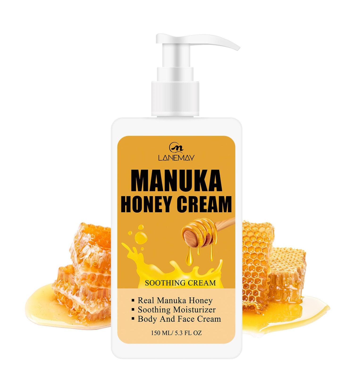 Manuka Honey Cream Face Moisturizer and Body Lotion for Dry Skin Hydrating & Firming Face & Body Skin Care Daily Lotion Lightweight Non-Greasy Anti Wrinkle Honey Facial Cream for Women & Men - Buy Online on GoSupps.com