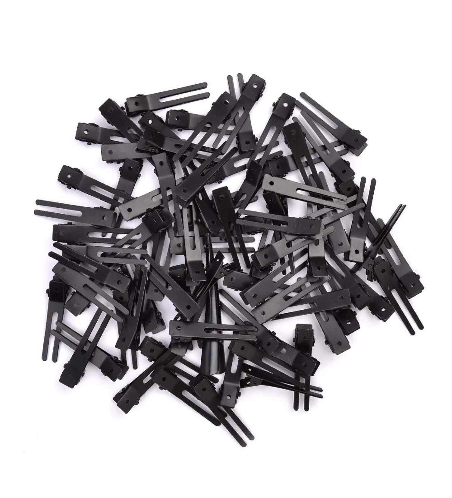 120pcs Double Prong Curl Clips - Wobe 1.8 Metal Alligator Hairpins for Hair Bow Styling - Black - Buy Online on GoSupps.com
