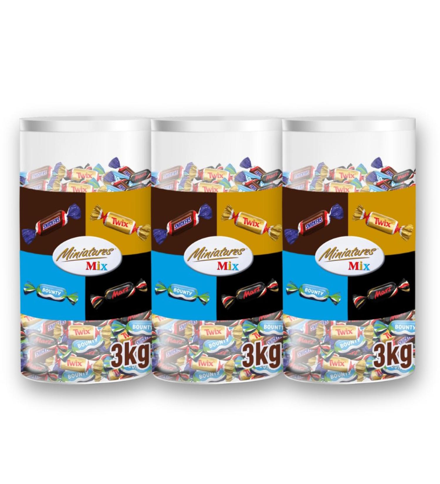 MARS TWIX SNICKERS BOUNTY - Assortiment de Mini Barres Chocolat es MINIATURES MIX - Format Maxi 9kg - Chocolats en Vrac Partager - Lot de 3x3kg - Buy Online on GoSupps.com