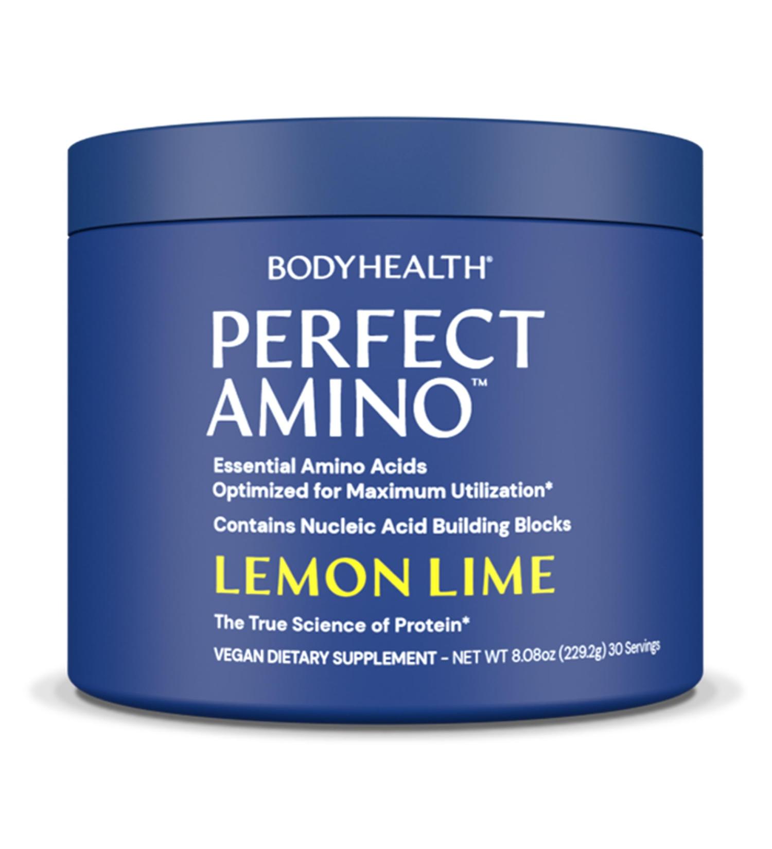 BodyHealth PerfectAmino Powder - BCAA and EAA Powder for Pre and Post Workout - Amino Acid Energy Drink for Men and Women to Support Lean Muscle and Recovery - Lemon Lime - 30 Servings Lemon Lime 30 Servings (8.5 Ounce) - Buy Online on GoSupps.com