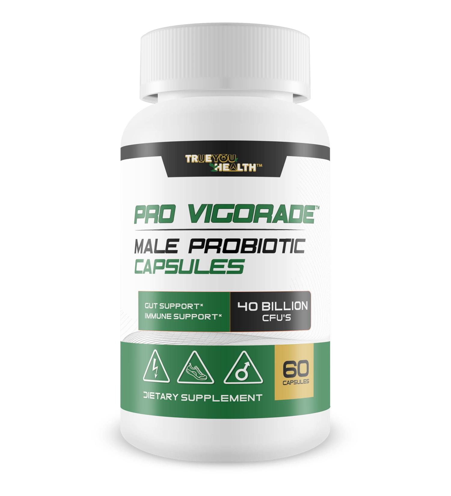 Pro Vigorade - Premium Male Probiotic Capsules for Gut & Immune Support - 40 Billion CFUs - Probiotic Vigorade for Male Health - Buy Online on GoSupps.com