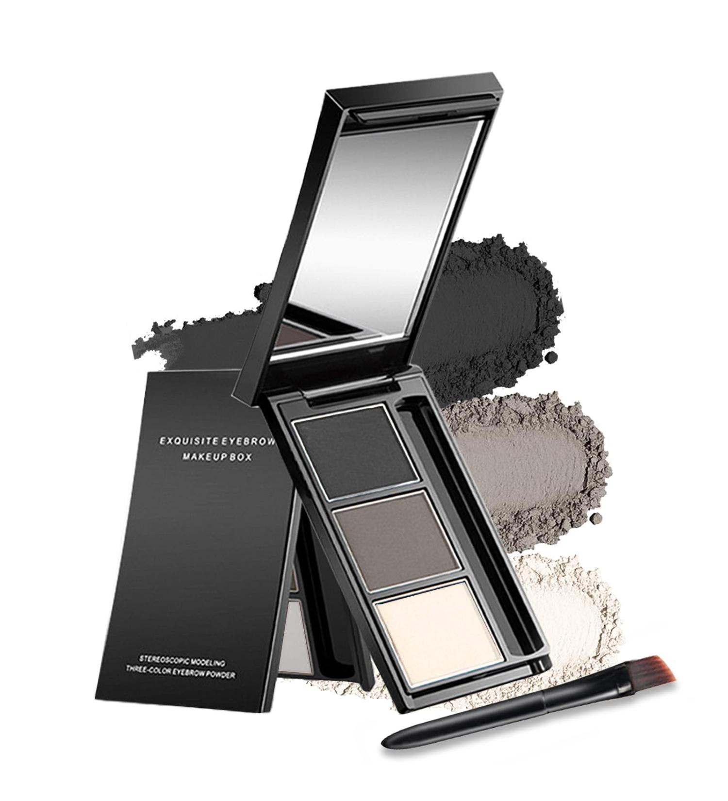Erinde Eyebrow Powder Makeup Palette 3 Colors Brow Powder Palette w/ Brush Dark & Light Brown Eyebrow Tinted Powder Filler to Shape Natural Eyebrows Long-Lasting Waterproof Eyebrow Makeup Kit #Black Brown - Buy Online on GoSupps.com