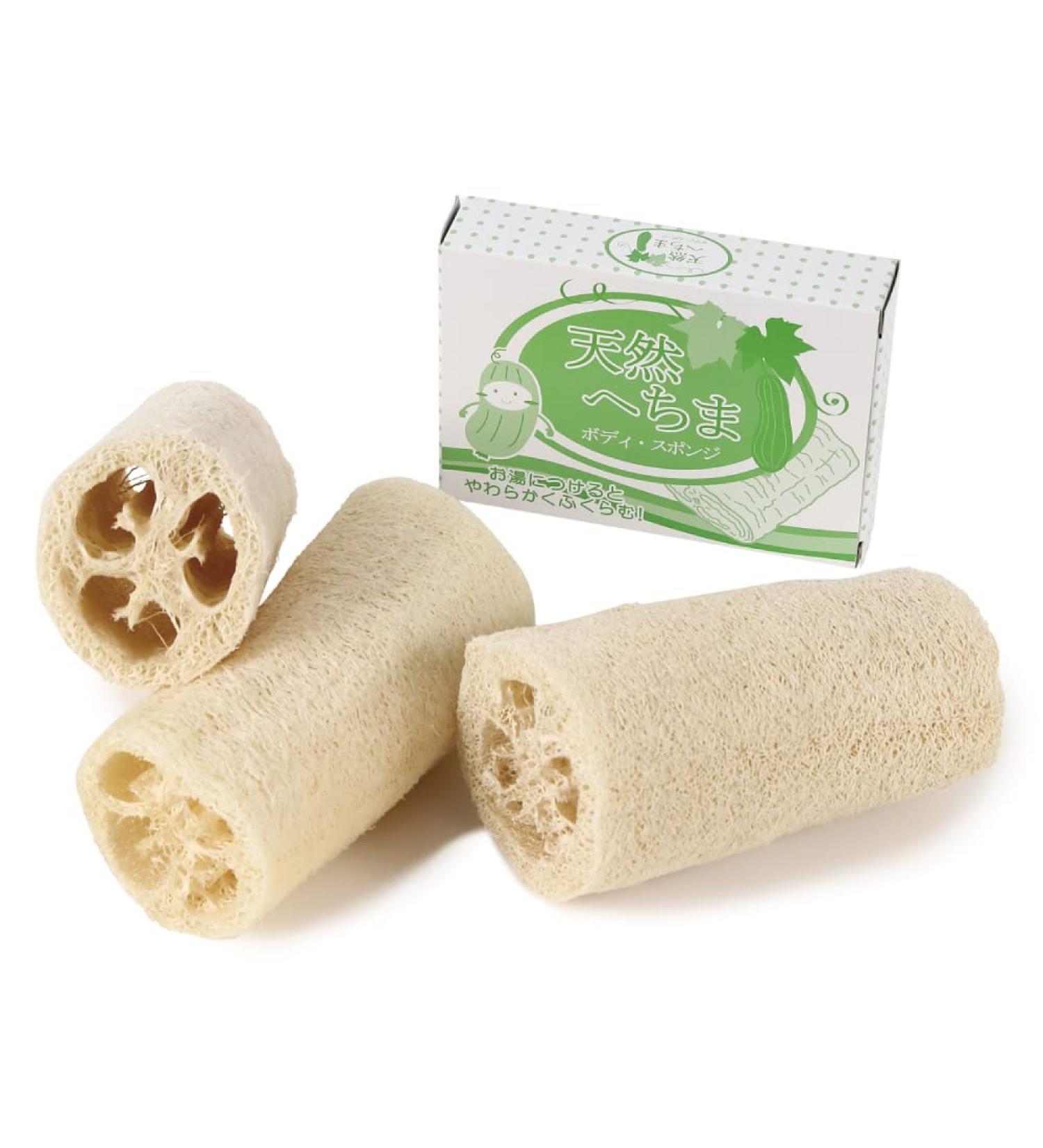 Japanese Import Natural Loofah Sponge for Exfoliating & Scrubbing - 3pcs Set - Buy Online on GoSupps.com