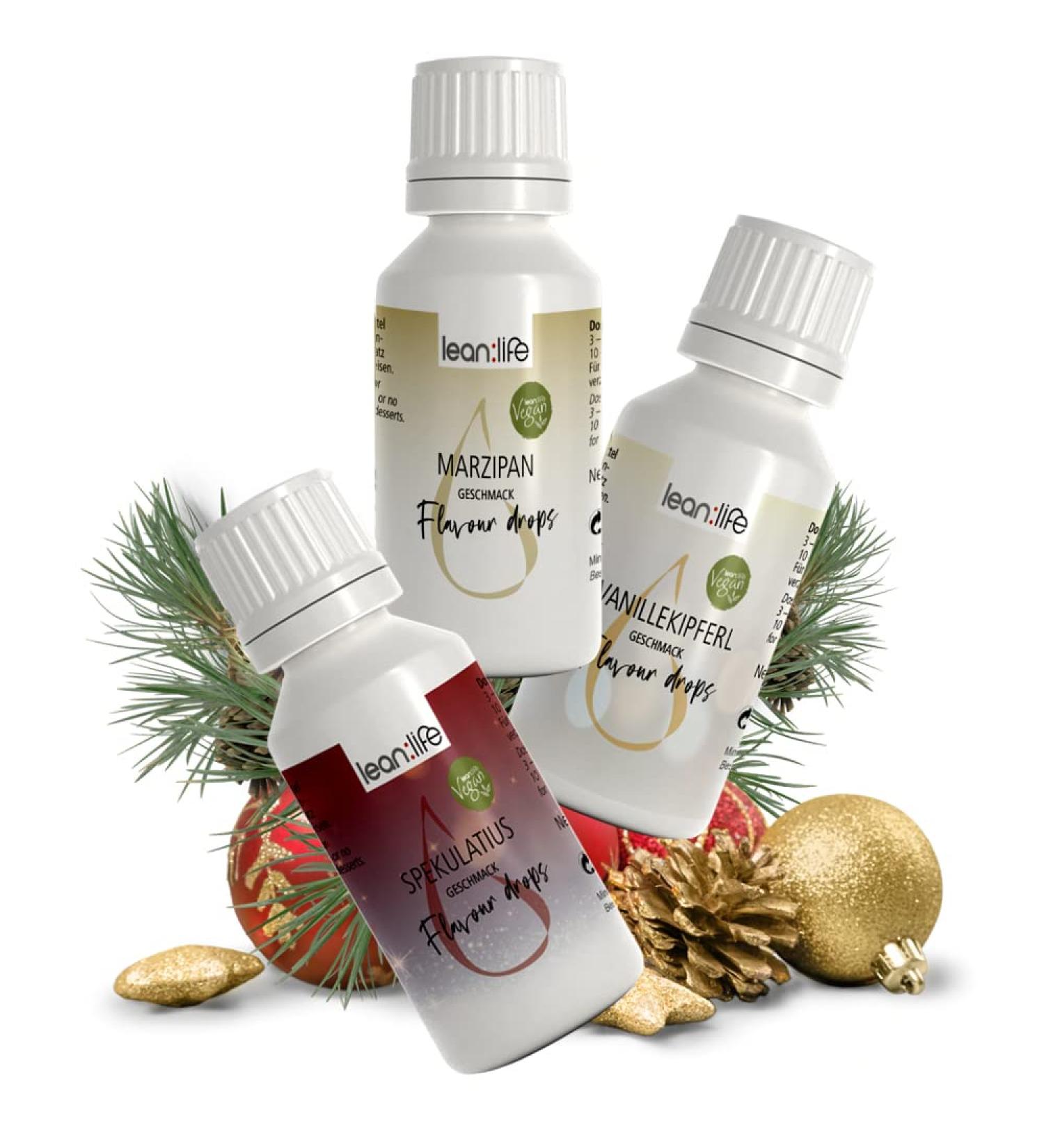 Lean: Life Flavor Drops - 30ml Christmas Mix - Sugar-Free & Low-Calorie Aroma Drops for Food | 3 Set Pack - Buy Online on GoSupps.com