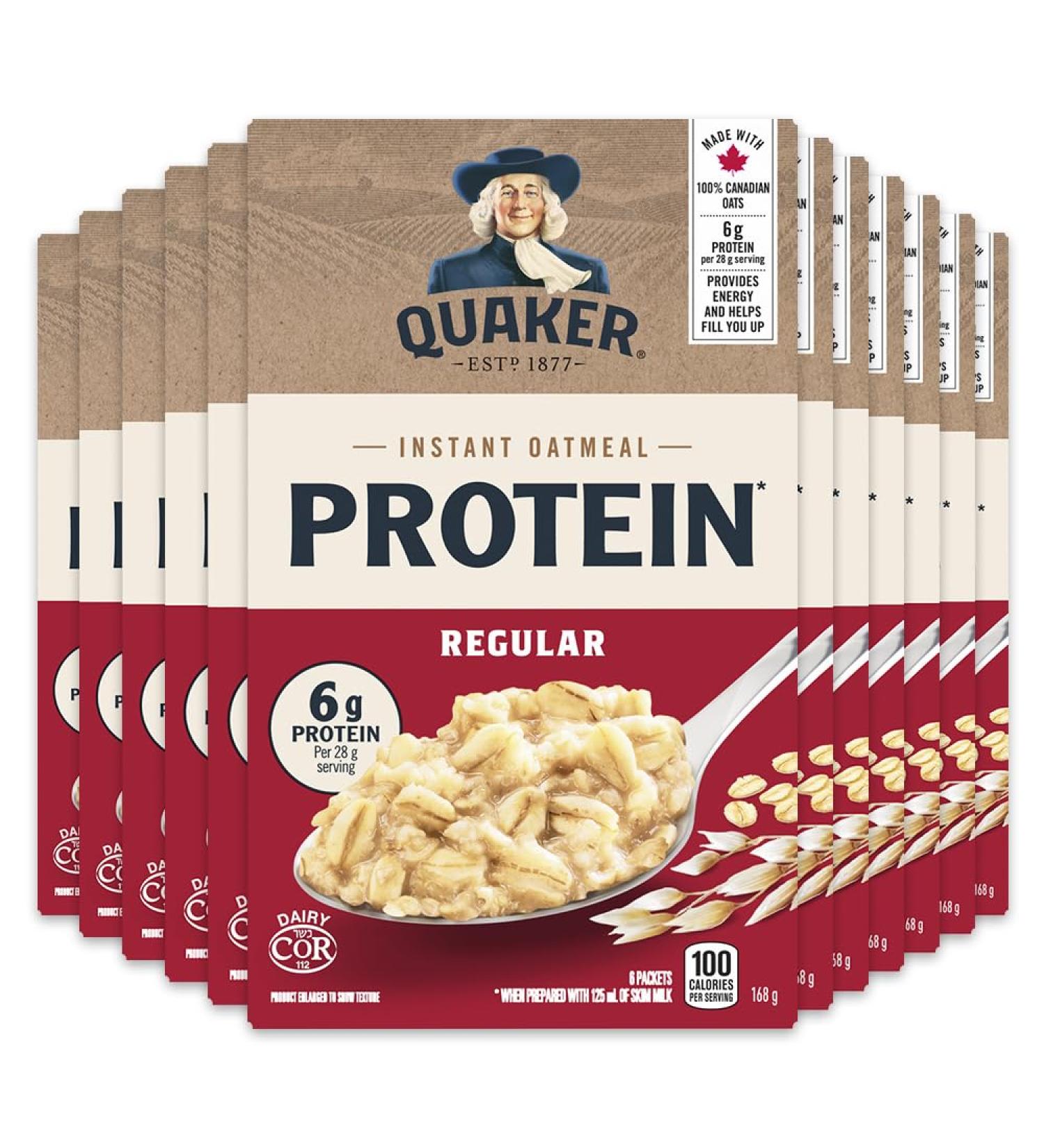 Quaker High Protein Regular Instant Oatmeal 168g (Pack of 12) High Protein Regular Pack of 12 - Buy Online on GoSupps.com