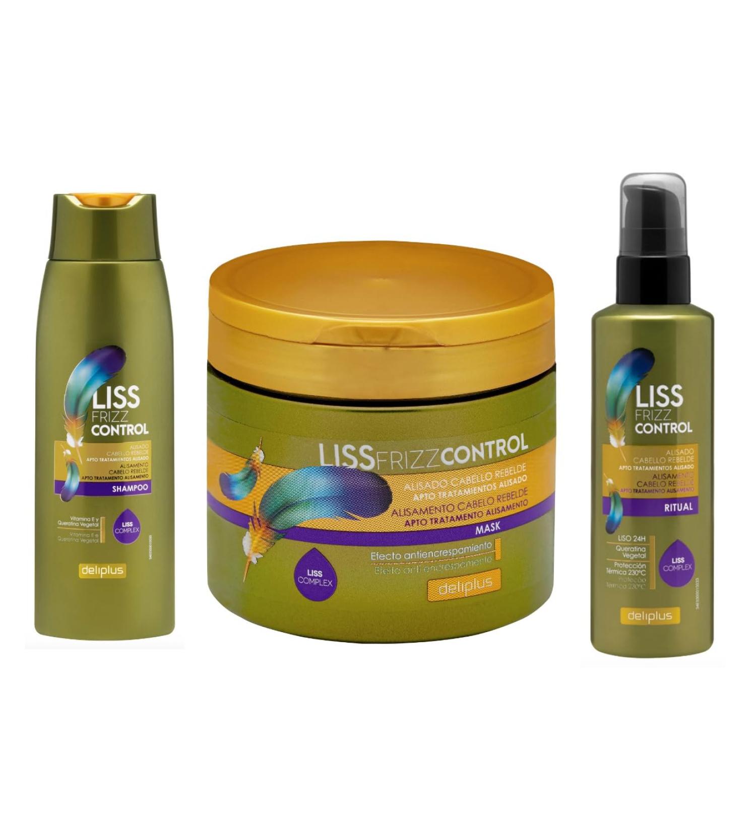 Pack 3 Shampoo 400 ml + Mask 400 ml + Hydrocream 200 ml Liss Frizz Control Unruly hair with vitamin E and keratin Deliplus - Pack 3 - Buy Online on GoSupps.com