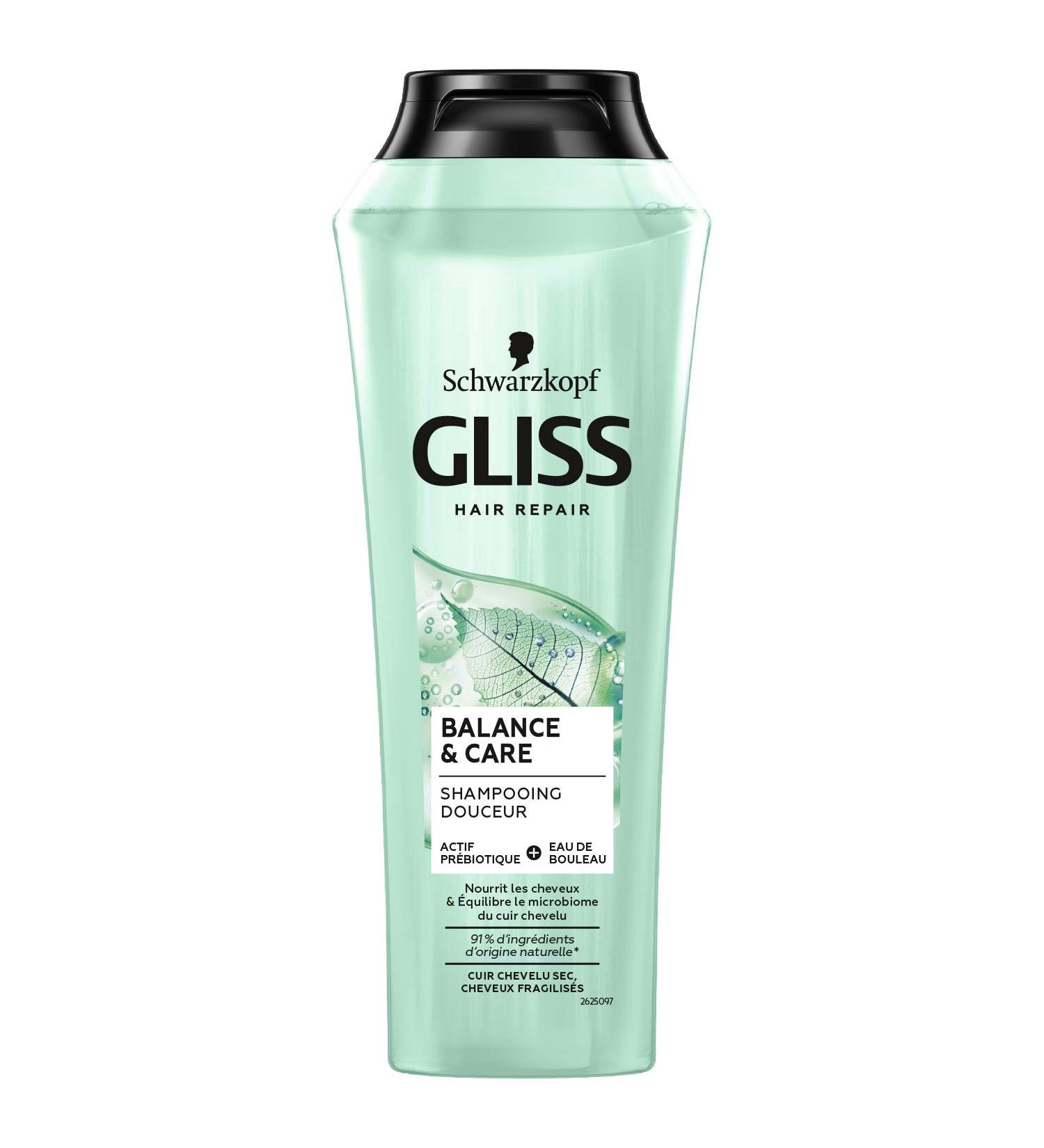 Schwarzkopf - Gliss - Balance&Care Shampoo - Dry scalp/weakened hair - 96% ingredients of natural origin - 250ml bottle - Buy Online on GoSupps.com