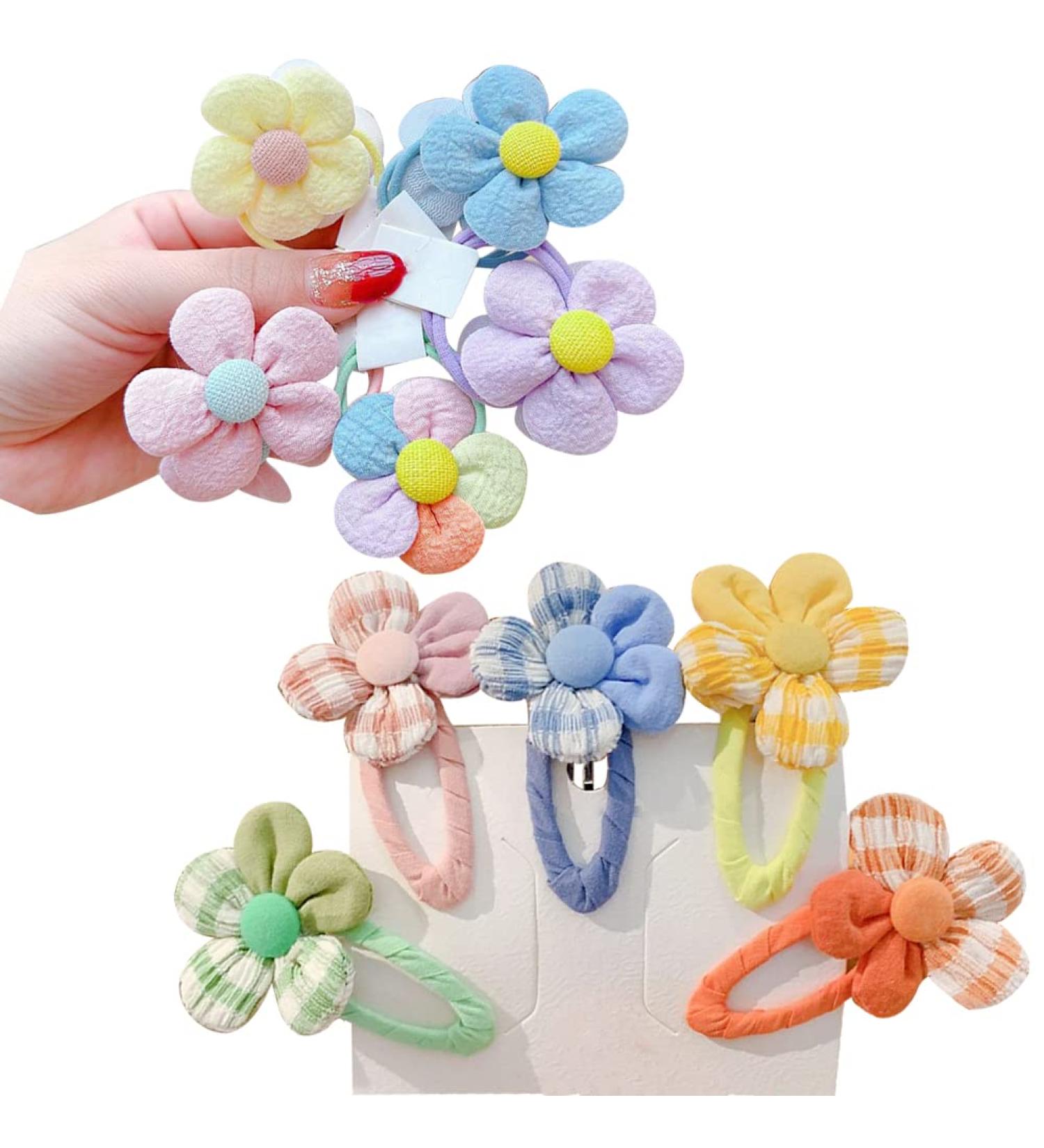 20 Pcs Flower Hair Clips & Hair Ties Set for Baby Girls and Teens | Barrette Hair Accessories Kit with Snap Clips | (A) - Buy Online on GoSupps.com