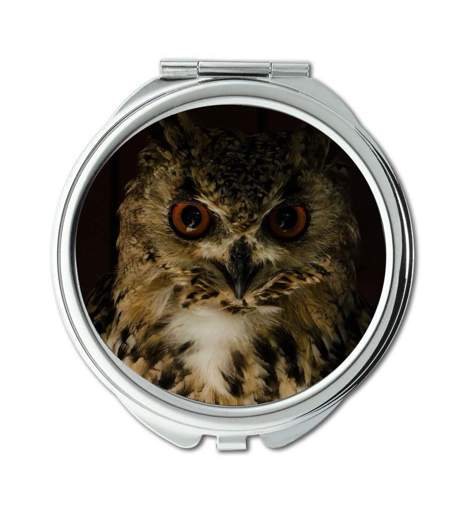 Mirror Compact Mirror a owl without feathers Hypnotic Eyes W u00fcstenuhu Pharaonenuhu Bubo pocket mirror portable mirror - Buy Online on GoSupps.com