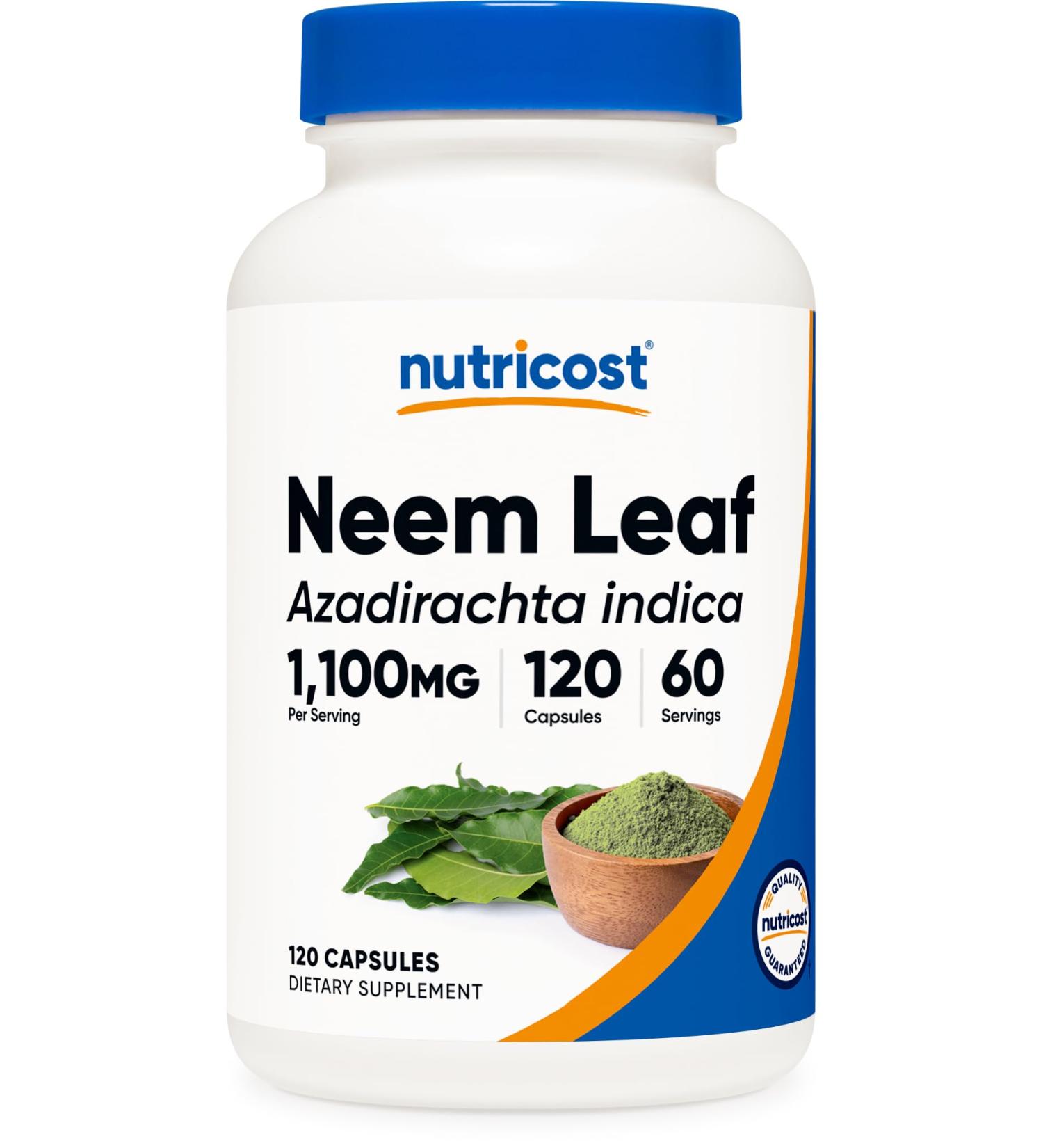 Nutricost Neem Leaf Capsules (1 100 mg) 120 Capsules - 60 Servings - Buy Online on GoSupps.com