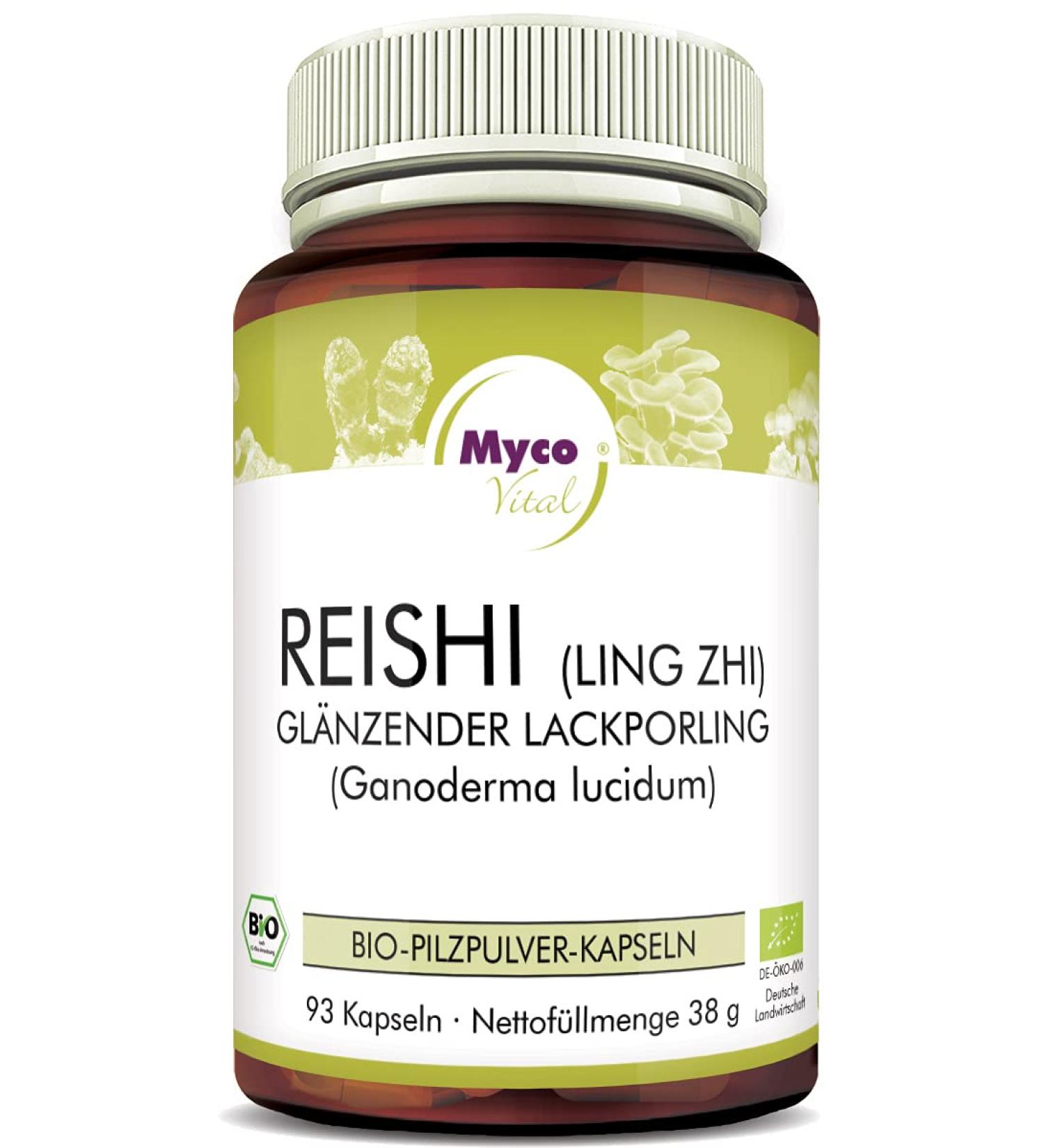 Buy MycoVital Organic Reishi Mushroom Powder Capsules - 93 x 400mg - 100% Vegan No Additives - German Cultivation - International Shipping Available - Buy Online on GoSupps.com