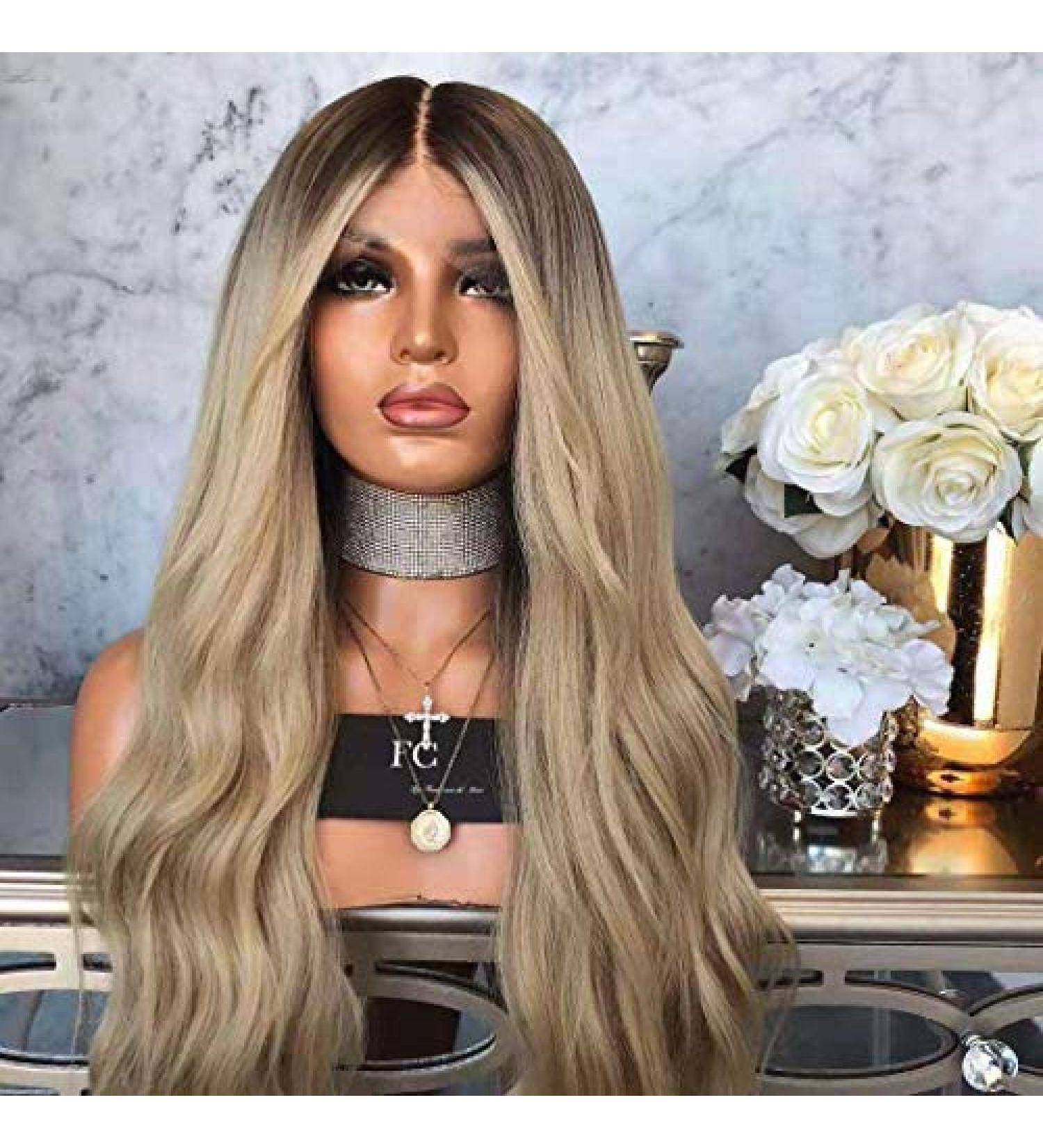 BGHJUE Middle Water Ripples Micro-Volume Fluffy Front Lace Large Waves Wigs