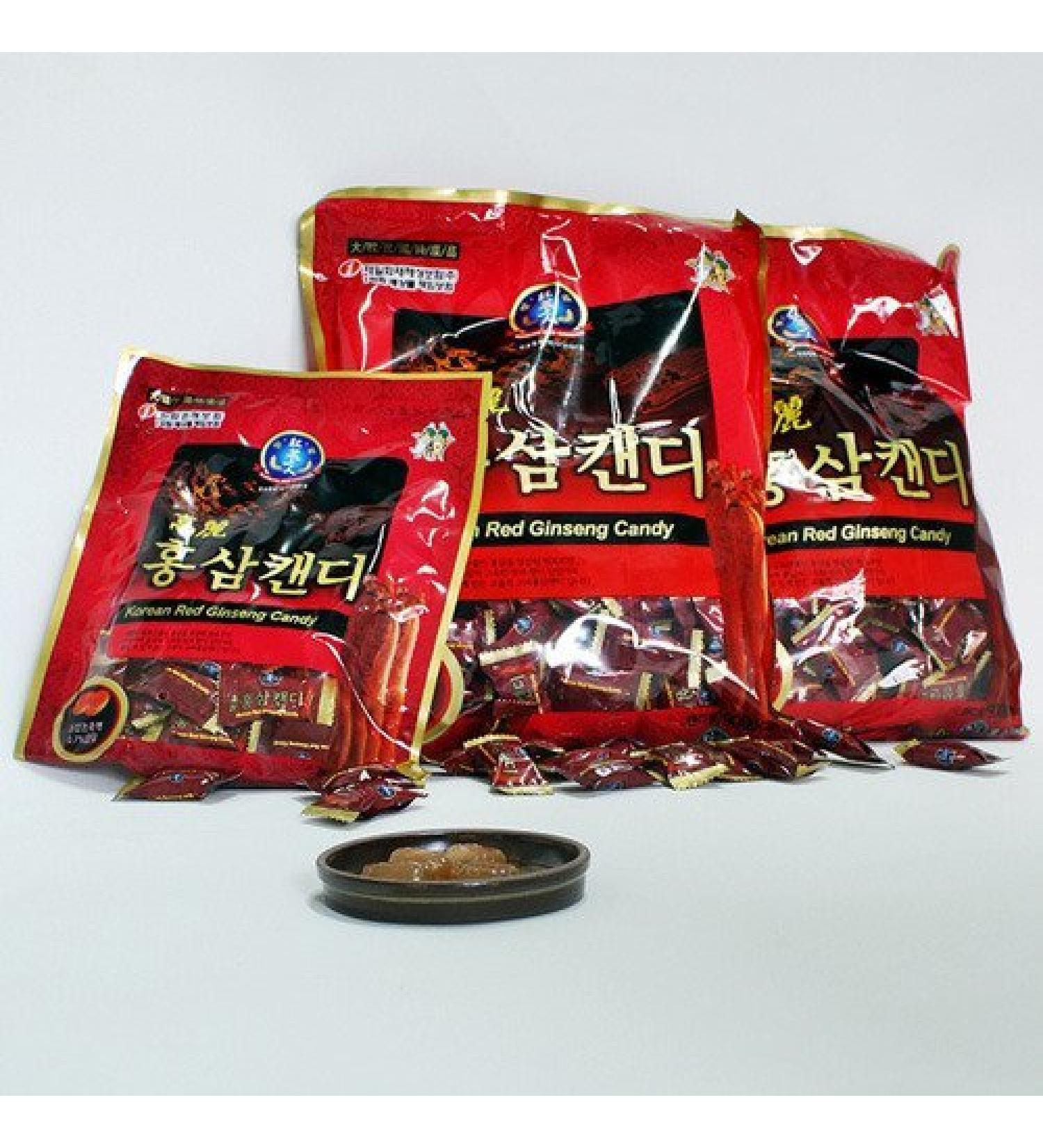 Premium HongSamin Korean Red Ginseng Candy 600g - Strong Ginseng Flavor, Soothes Sore Throat, Cough, and Refreshes Breath | 3 Packs of 200g - Buy Online on GoSupps.com