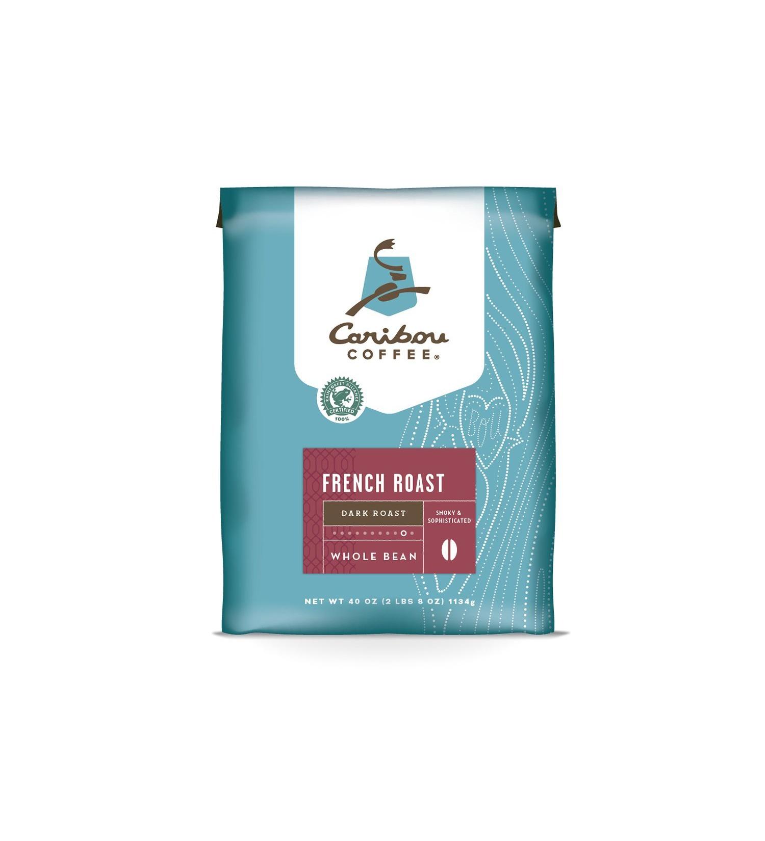 Caribou Coffee French Roast Whole Coffee Bean Dark Roast Value Pack 40 ounce coffee bag