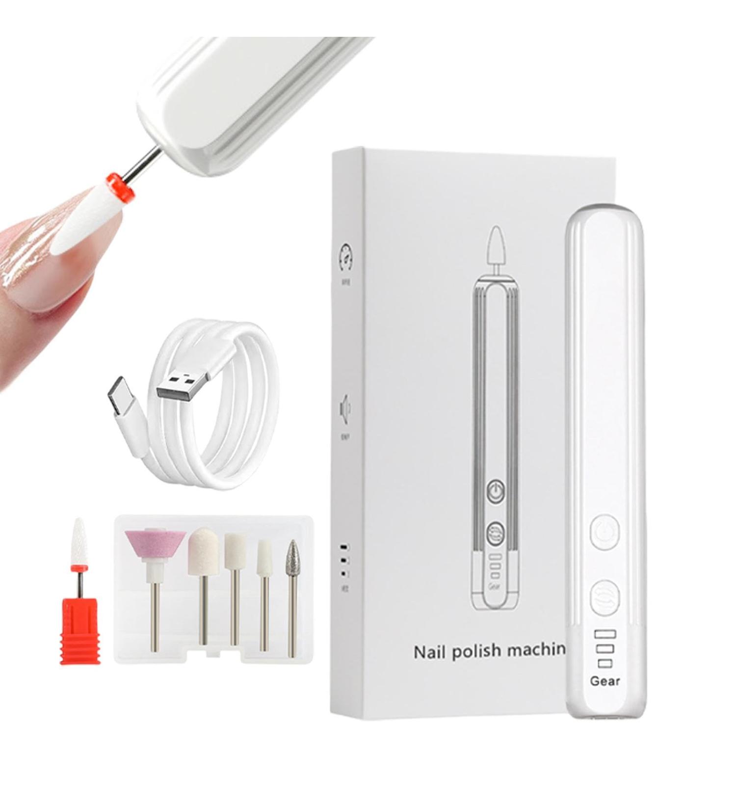 Fulenyi Electric Nail File for Acrylic Nails Electric Polishing Set with Nail Drill - Compact Portable Design Electric Filer Hand Foot Care Tool for Nail Grind White English Version - Buy Online on GoSupps.com