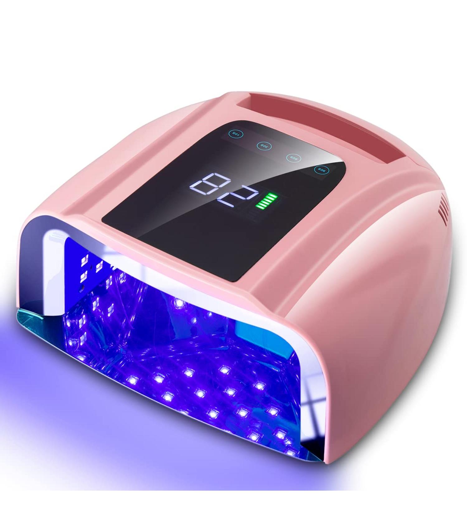 SUNYDOO 96W Rechargeable UV LED Nail Lamp | Cordless Professional Nail Dryer with Auto Sensor & Removable Stainless Steel Bottom | Quick Dry Nail Machine for Fingernail and Toenail (Pink) - Buy Online on GoSupps.com