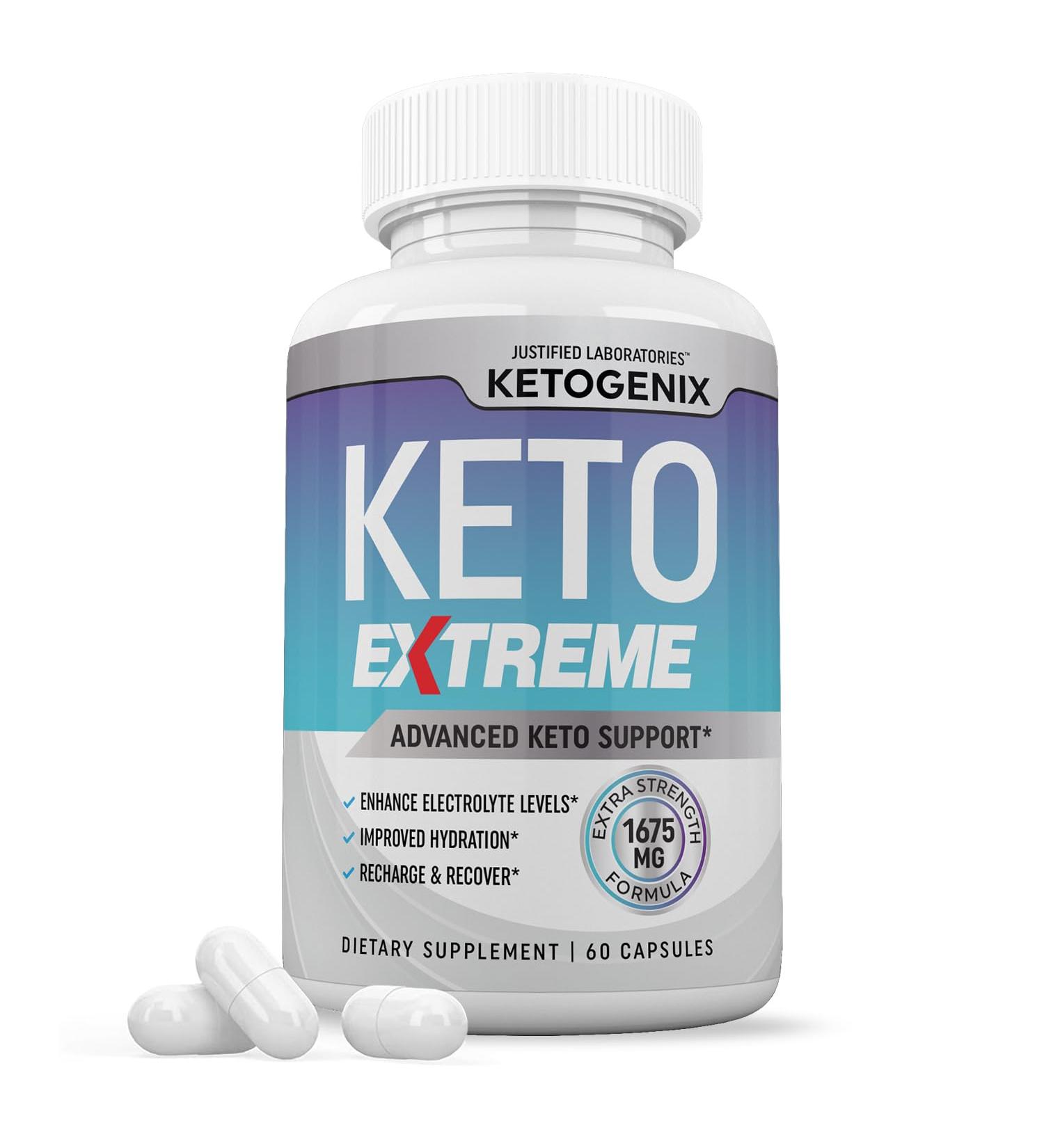 Ketogenix Extreme Keto Pills 1675MG New & Improved Formula Contains Apple Cider Vinegar Extra Virgin Olive Oil Powder Green Tea Leaf 60 Capsules - Buy Online on GoSupps.com