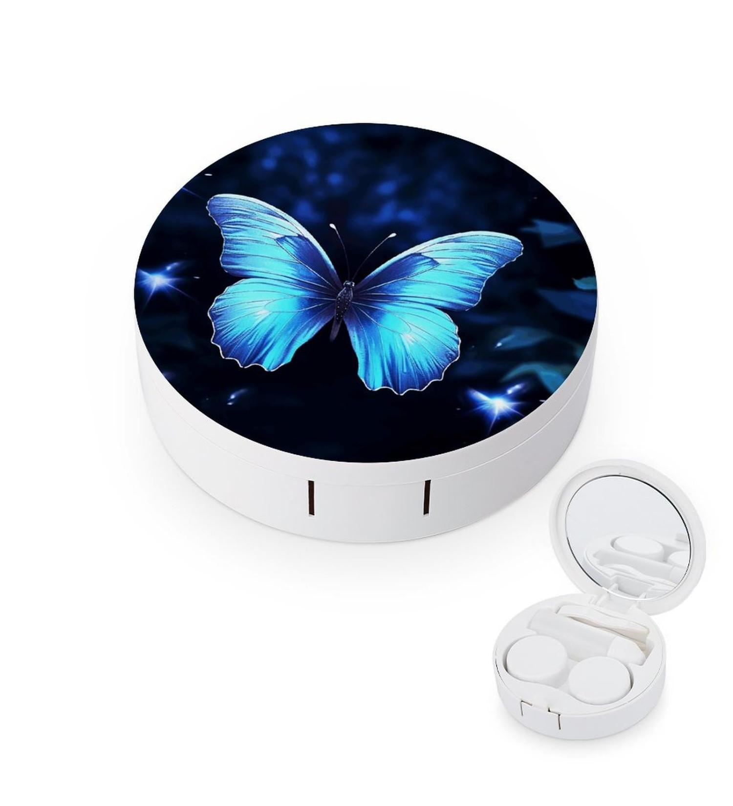 Blue Butterfly Contact Lens Case - Stylish Plastic Travel Box for Lens Care - Buy Online on GoSupps.com