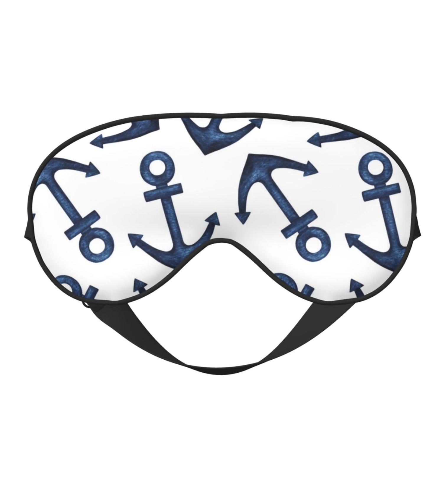 Navy Blue Anchors Print Sleep Eye Mask | Soft Travel Blindfold with Elastic Strap - Perfect for Night Sleeping - Buy Online on GoSupps.com