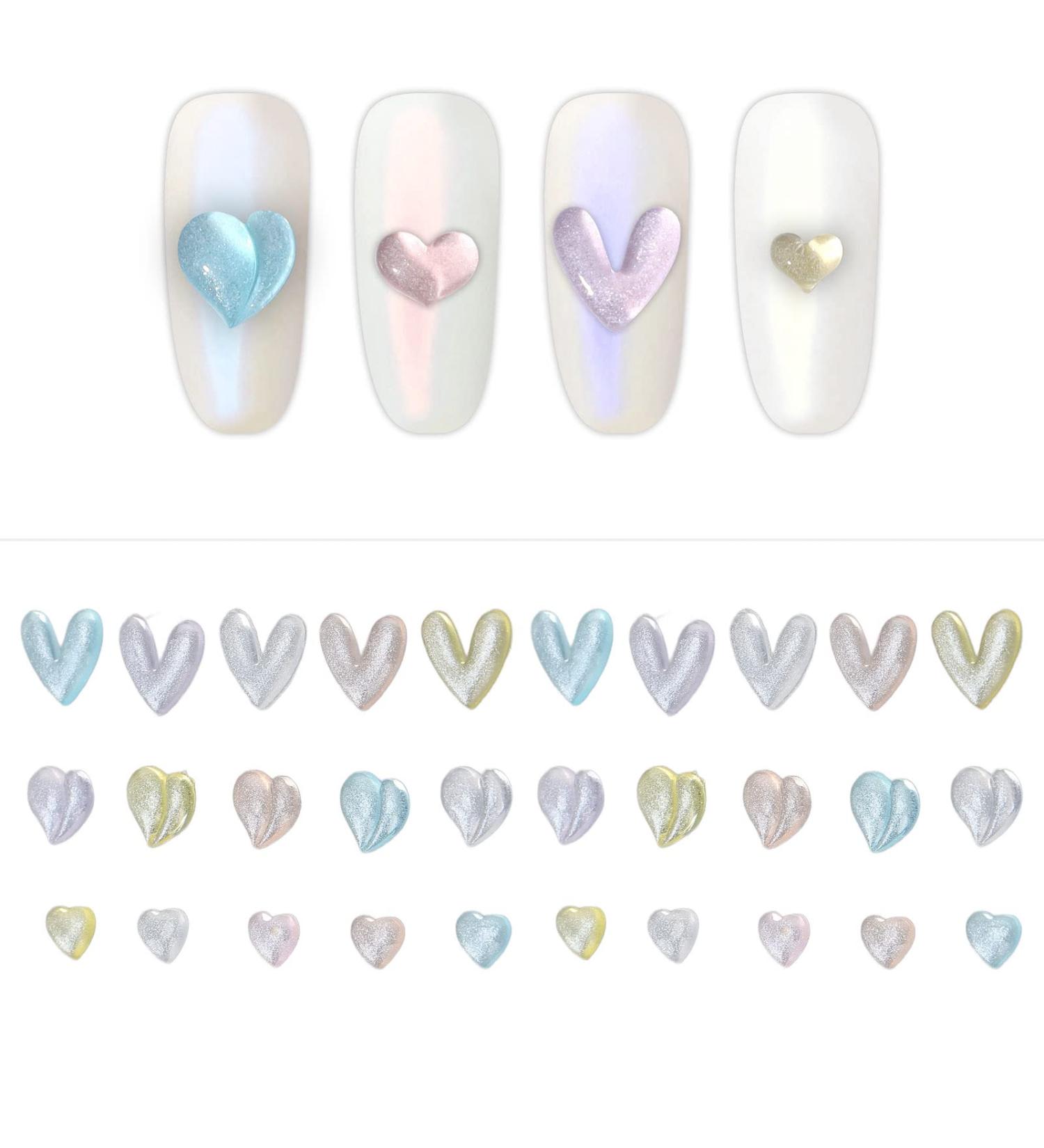 3D Cute Heart Nail Charms Nail Glitter Charm Rhinestones Ornaments Nail Art Decorations Glitter Accessories for DIY Craft Nail Art Design Manicure Decor - Buy Online on GoSupps.com