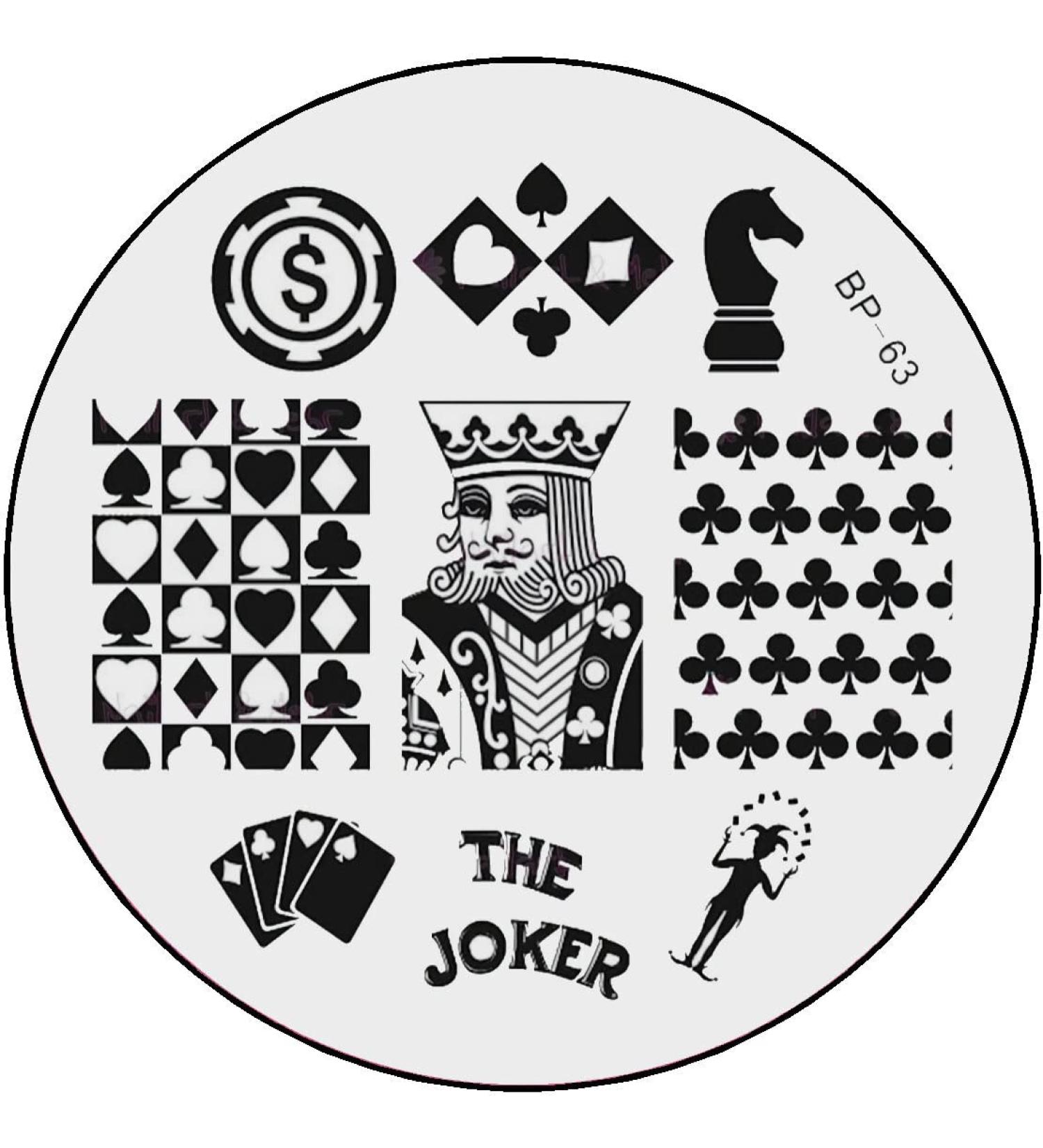 STAMPING STENCIL # BP-63 Cards Diamonds Hearts Spades Clubs Chess Casino King Joker Jeton