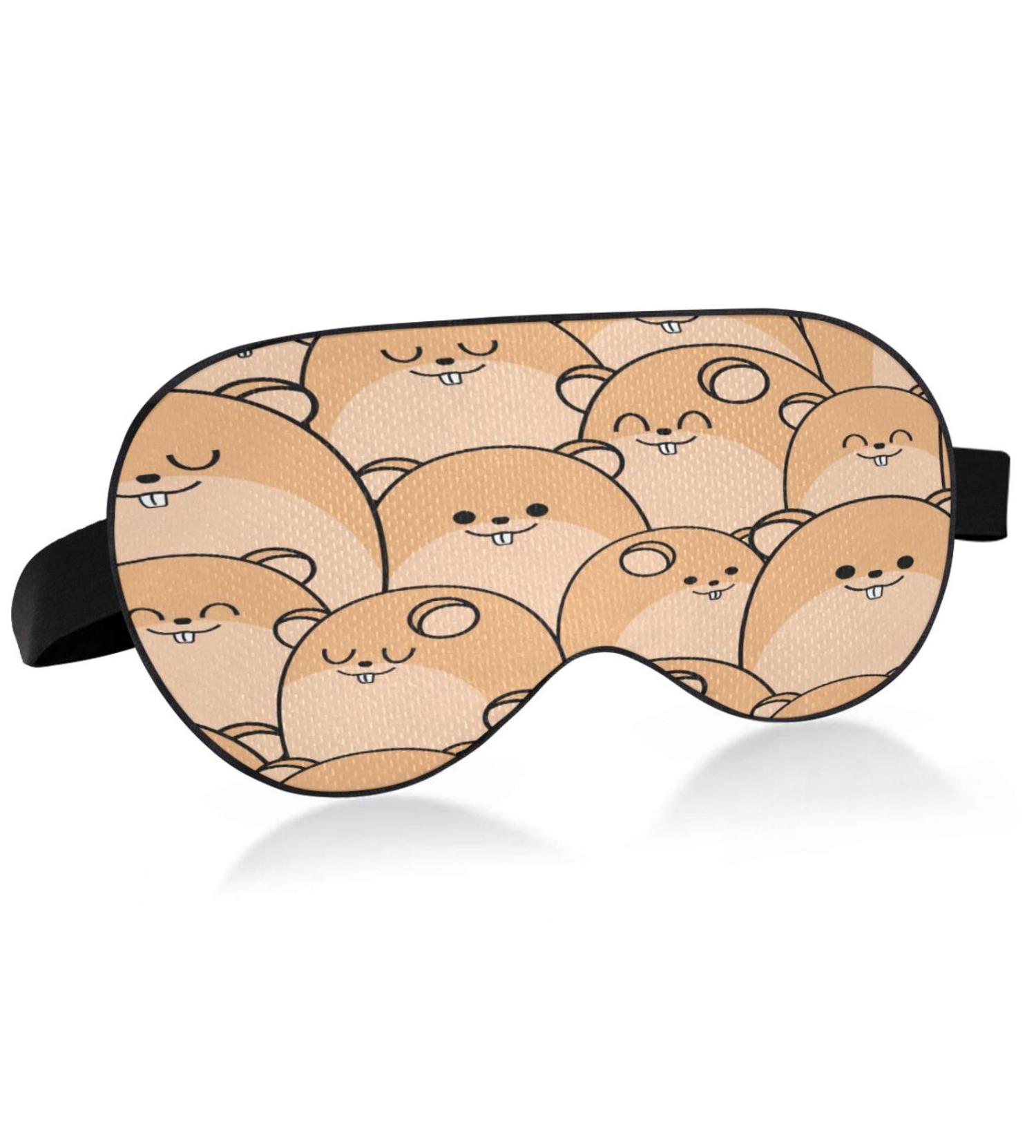 Cute Animal Hamster Face Sleep Mask - Light Blocking Eye Mask for Travel & Naps | Adjustable Soft Blindfold for Men & Women - Buy Online on GoSupps.com
