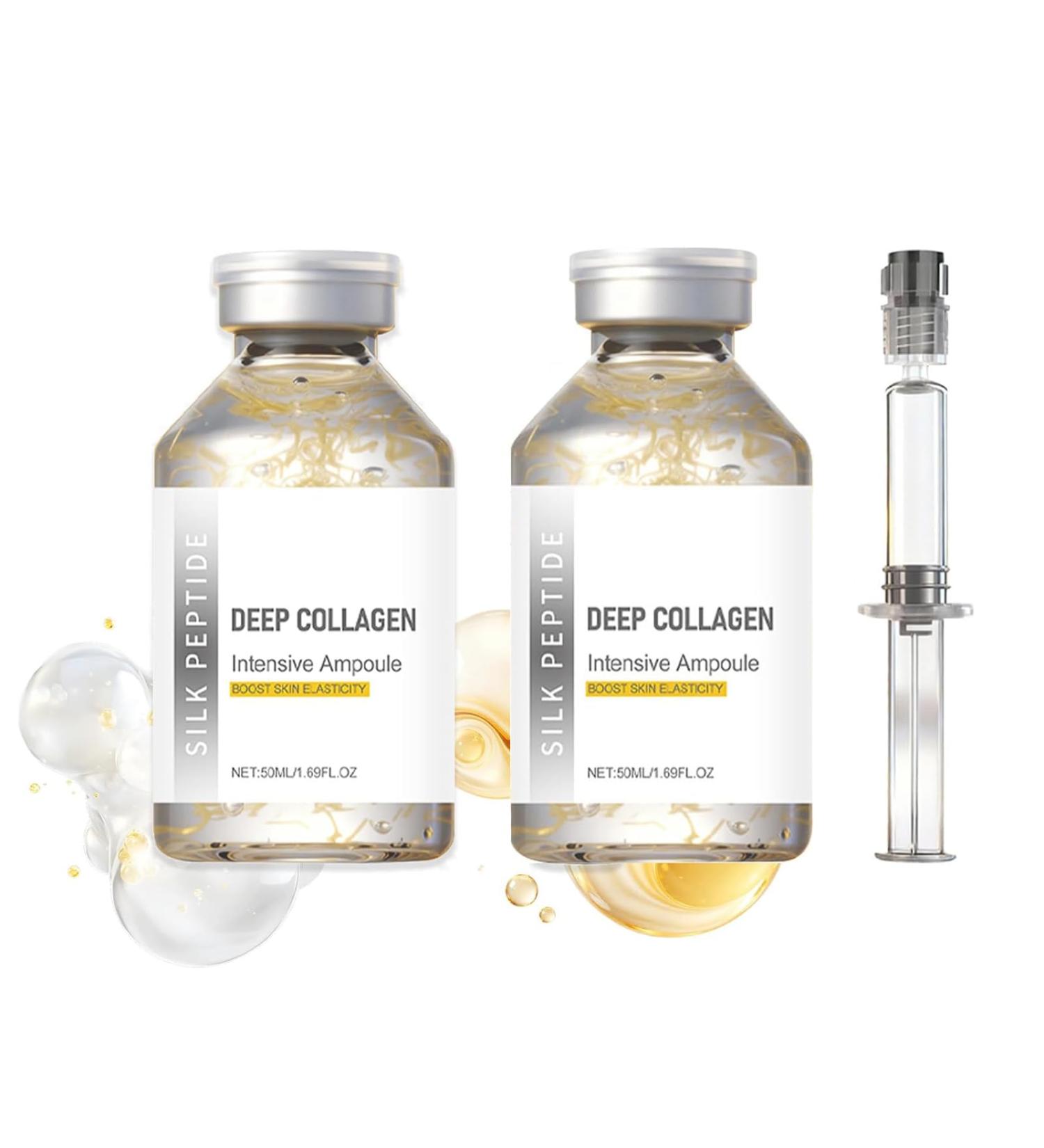 2PCS Deep Collagen Silk Peptide Lifting Ampoule Serum Korean Anti-Aging Facial Essence Intensive Firming Wrinkle-Smoothing Hydrating Non-Greasy Gentle Formul 50ML/1.69FL.OZ - Buy Online on GoSupps.com