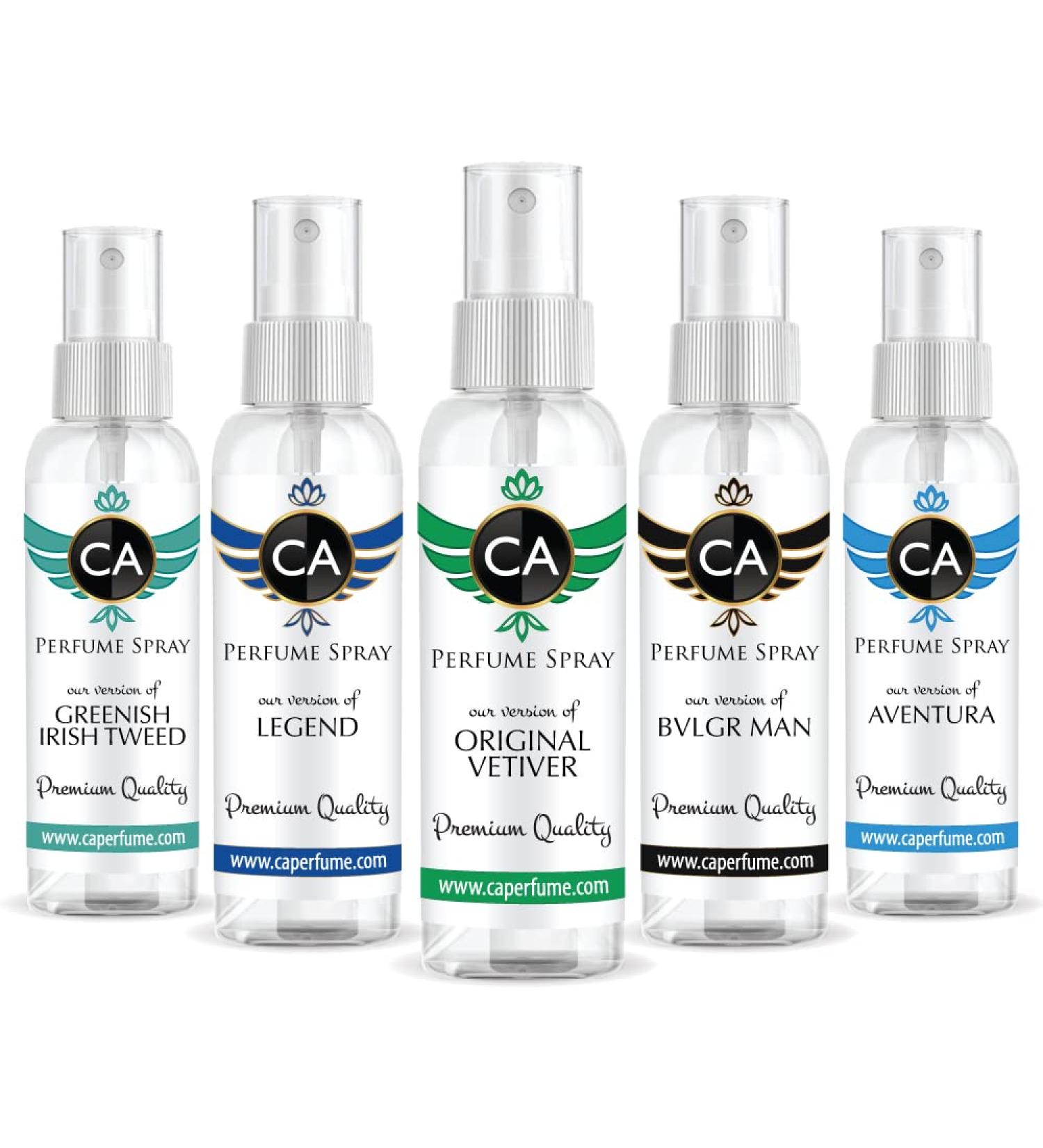 CA Perfume Niche Men Set Impression of (Aventura + Greenish Irish Tweed + Original Vetiver + Legend + Bvl. Man) Fragrance Sample Travel Size Parfum Sprayer (2 Fl Oz/60 ml) x 5 - Buy Online on GoSupps.com