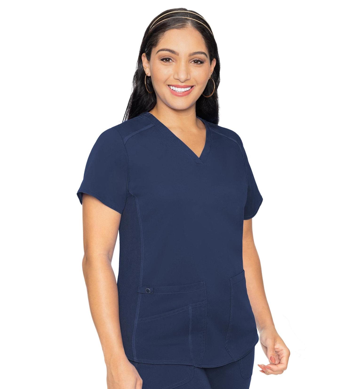 Med Couture Touch Women's V-Neck Shirttail Top - Navy (Medium) - Buy Online on GoSupps.com