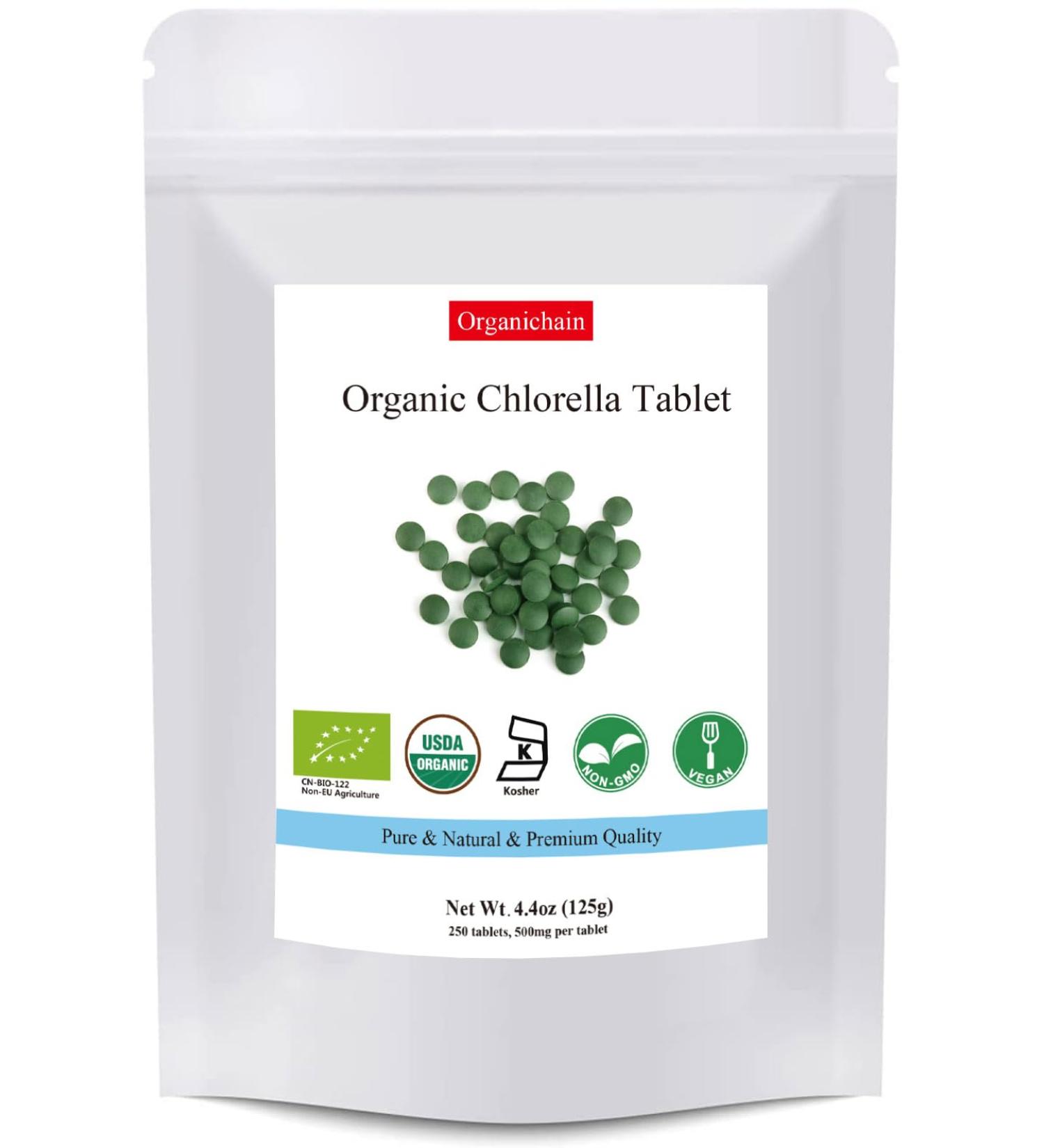 Organic Raw Chlorella Tablets 4.4oz (125g) - Vegan Protein & Vitamin Rich Supplement - Buy Online on GoSupps.com