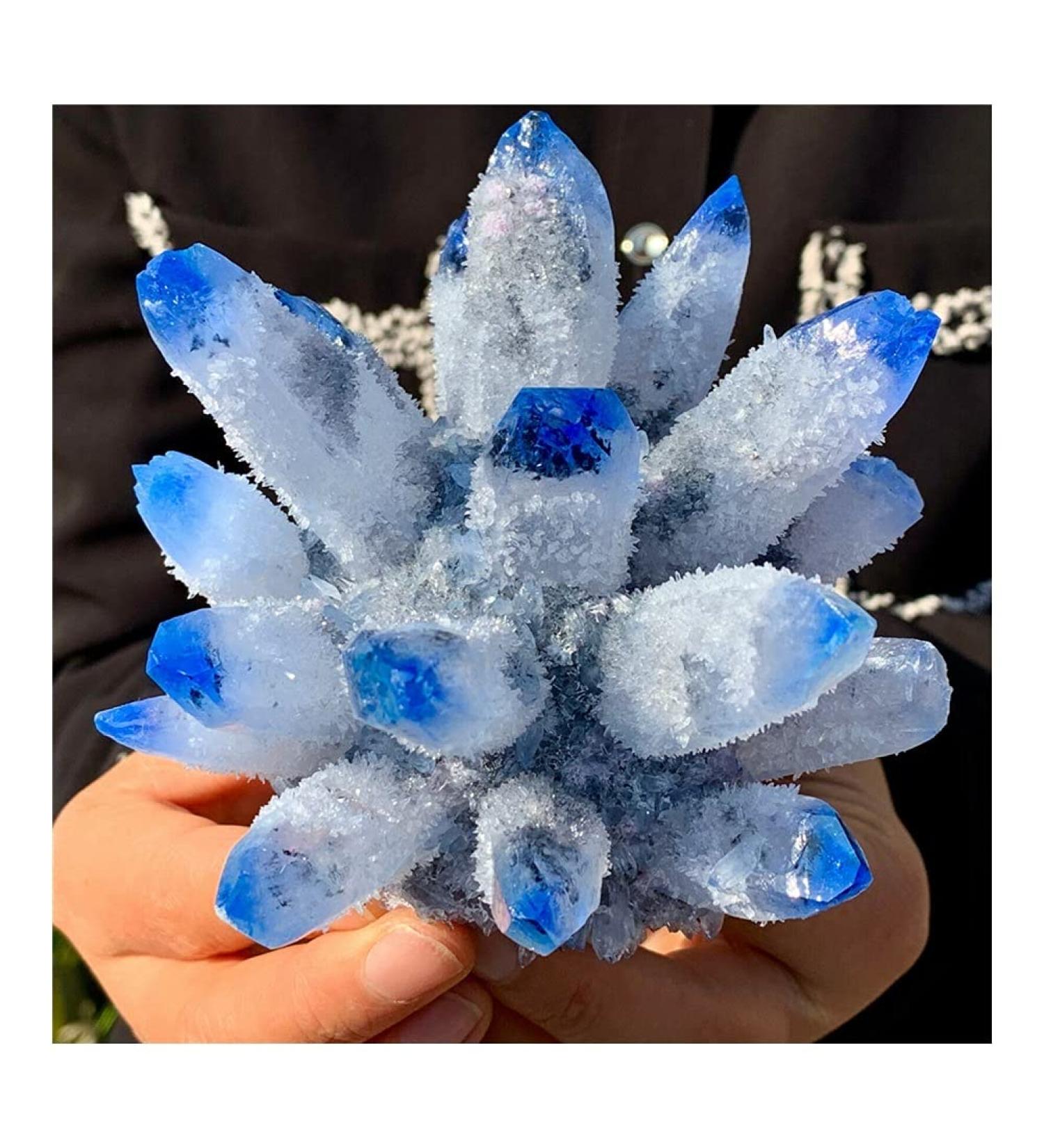 Natural Crystal Rough Stone Crafts Blue Phantom Quartz Crystal Cluster Specimen (Size : 400-500g) - Buy Online on GoSupps.com