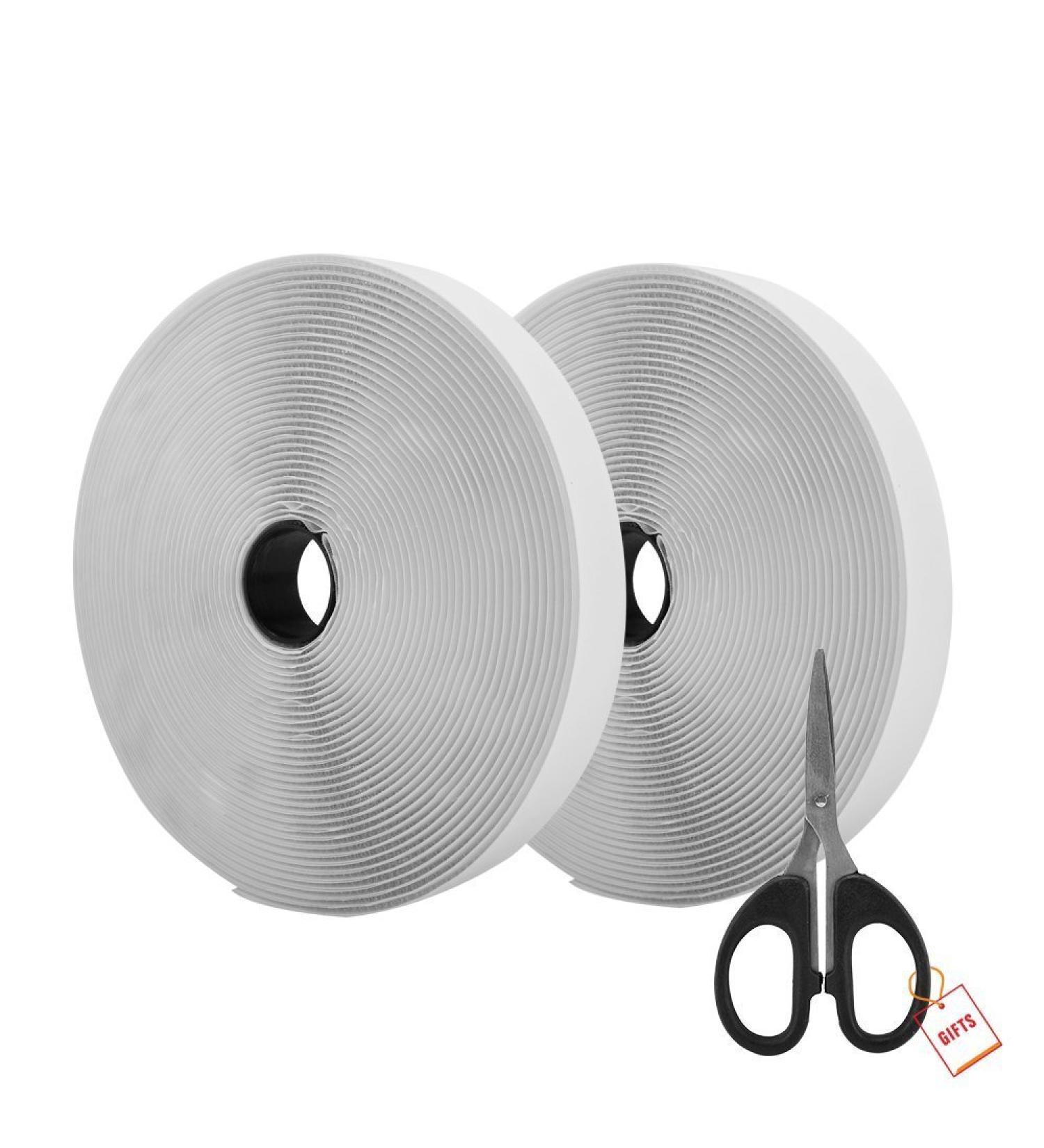 AIEX 39.37 Feet/12m Hook and Loop Self Adhesive Tape Roll with Gift Scissors (White) - Buy Online on GoSupps.com