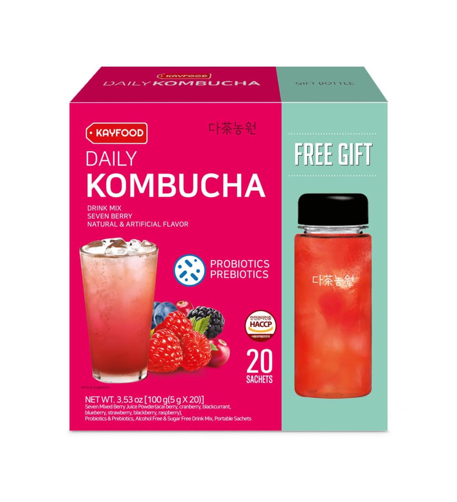 KAYFOOD Daily Kombucha Powder Tea 100g Set - Sugar Free Diet Tea with SevenBerry Flavor - Buy Online on GoSupps.com