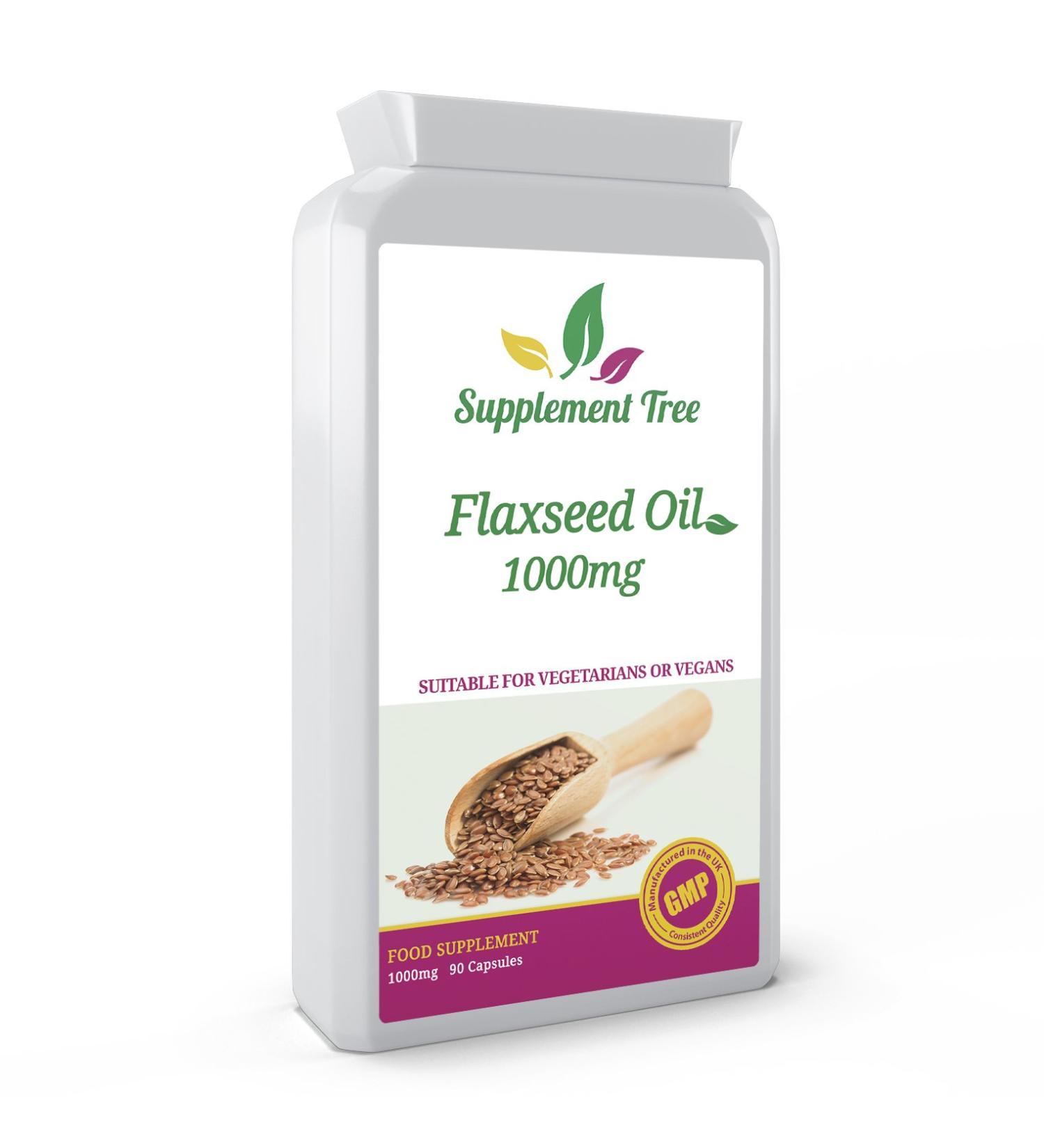 Flaxseed Oil 1000mg 90 Vegan Capsules | Cold Pressed, Rich in Omegas 3, Non-GMO | UK Manufactured - Buy Online on GoSupps.com