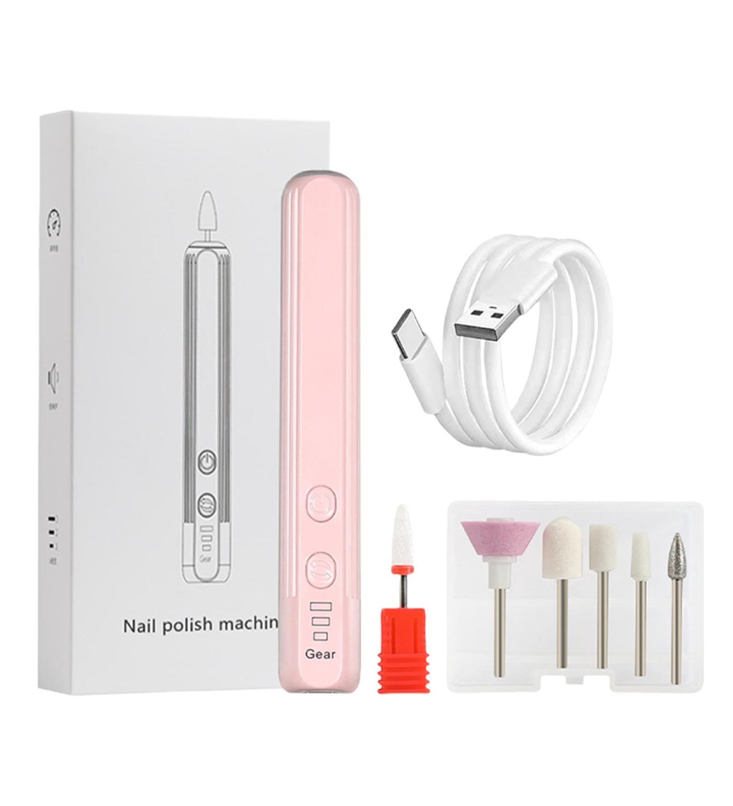 Portable Electric Nail Drill - Electric Manicure Pedicure Nail File Drill Kit | Compact Portable Design Nail Drill Kit Hand Foot Care Tool for Acrylic Gel Nails Home Salon Use Sakura Pink English Version  - Buy Online on GoSupps.com