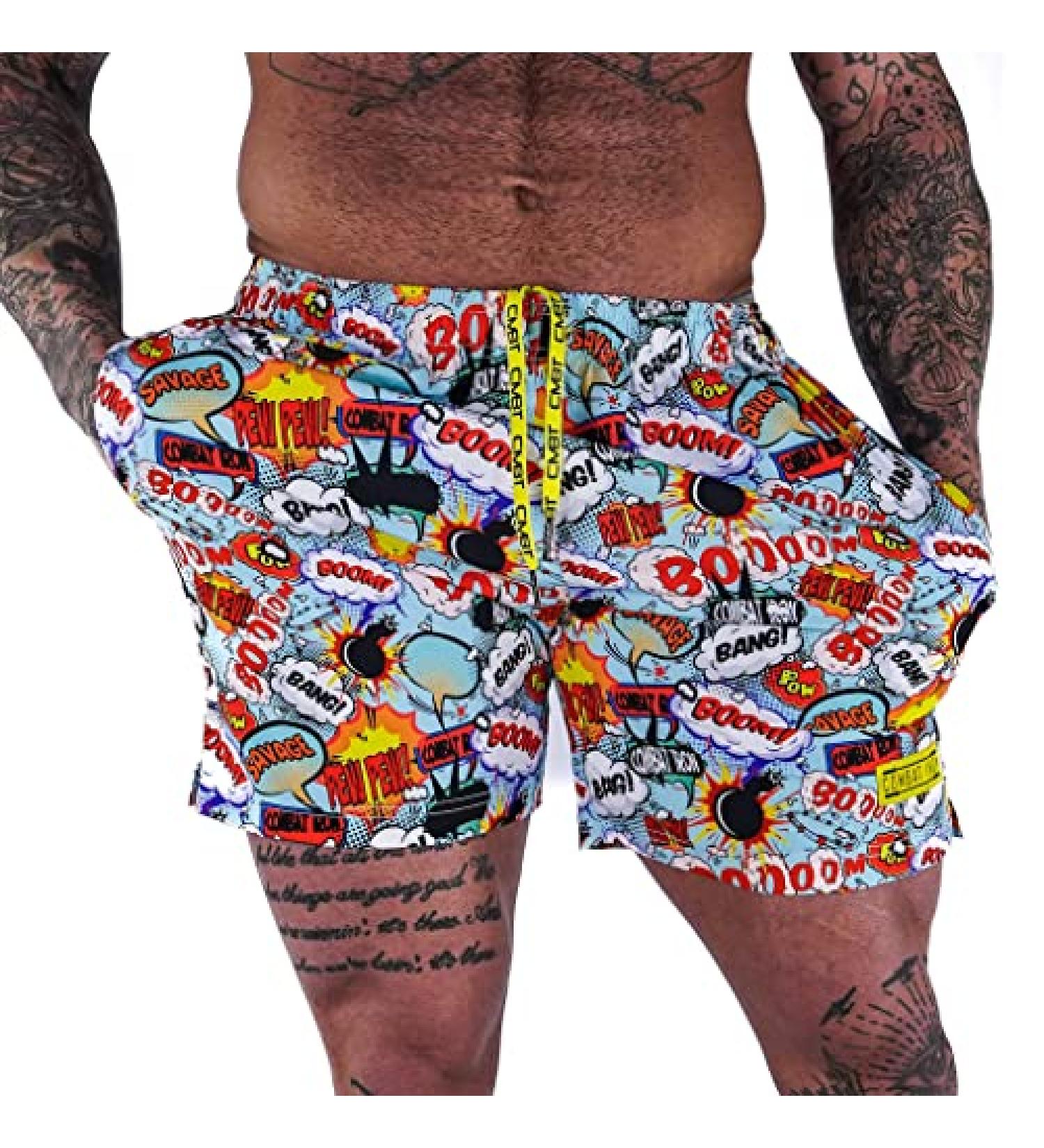 Combat Iron V3 Men's Performance Training Shorts - 5.5 Inseam, Moisture-Wicking 4-Way Stretch Fabric, Multiple Pockets - Comic Book Medium - Buy Online on GoSupps.com