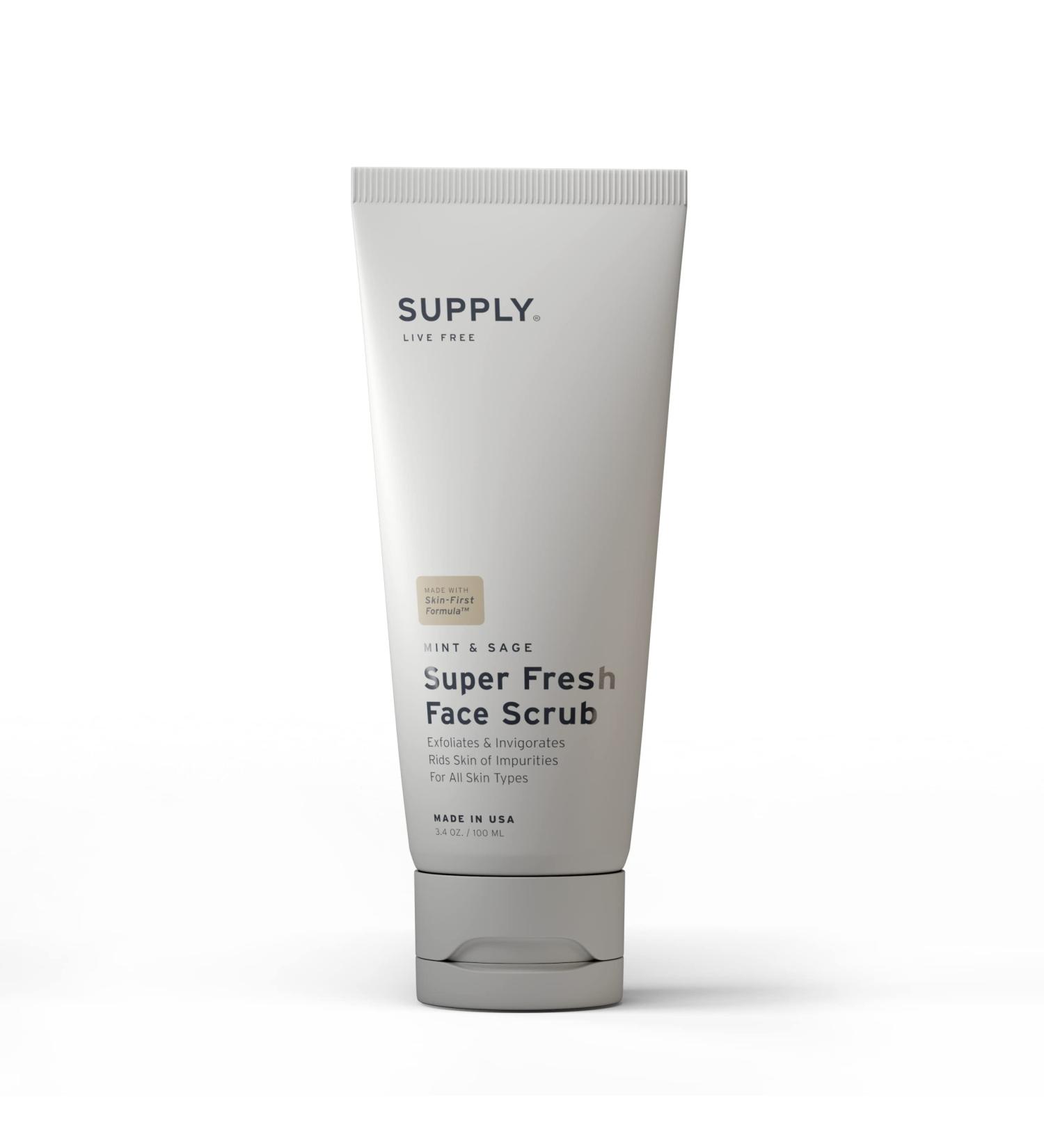 Buy Super Fresh Face Scrub - Aloe & Tea Tree | Natural Plant-Based Face Wash for All - Revive & Cleanse Skin - Buy Online on GoSupps.com