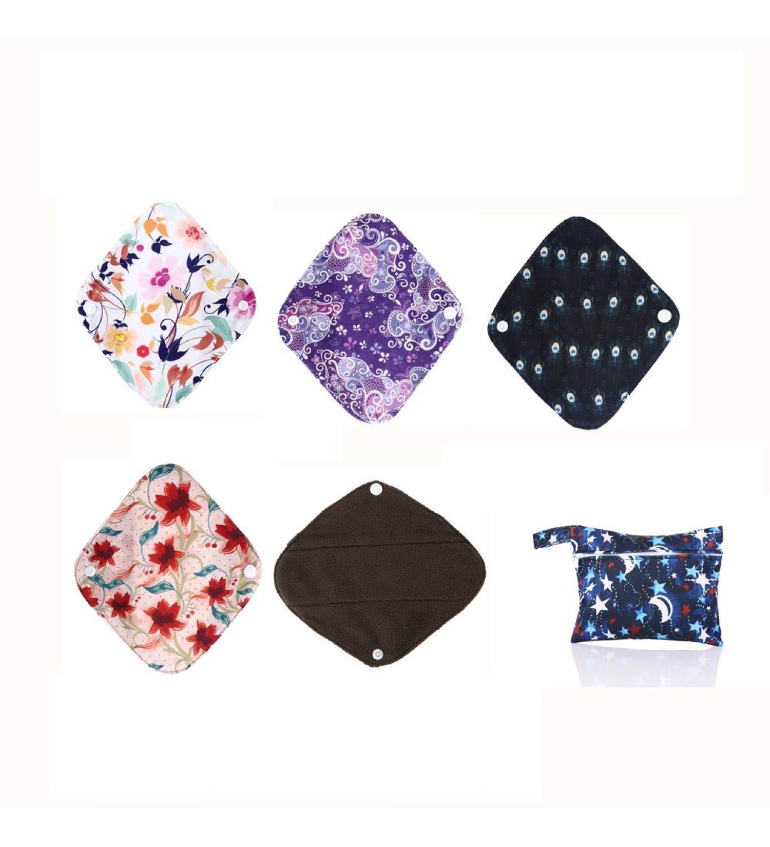 Reusable Waterproof Bamboo Charcoal Menstrual Pads Sets - Panty Liner Regular & Heavy Flow (HEI s) | Eco-Friendly & Leak-Proof - Buy Online on GoSupps.com