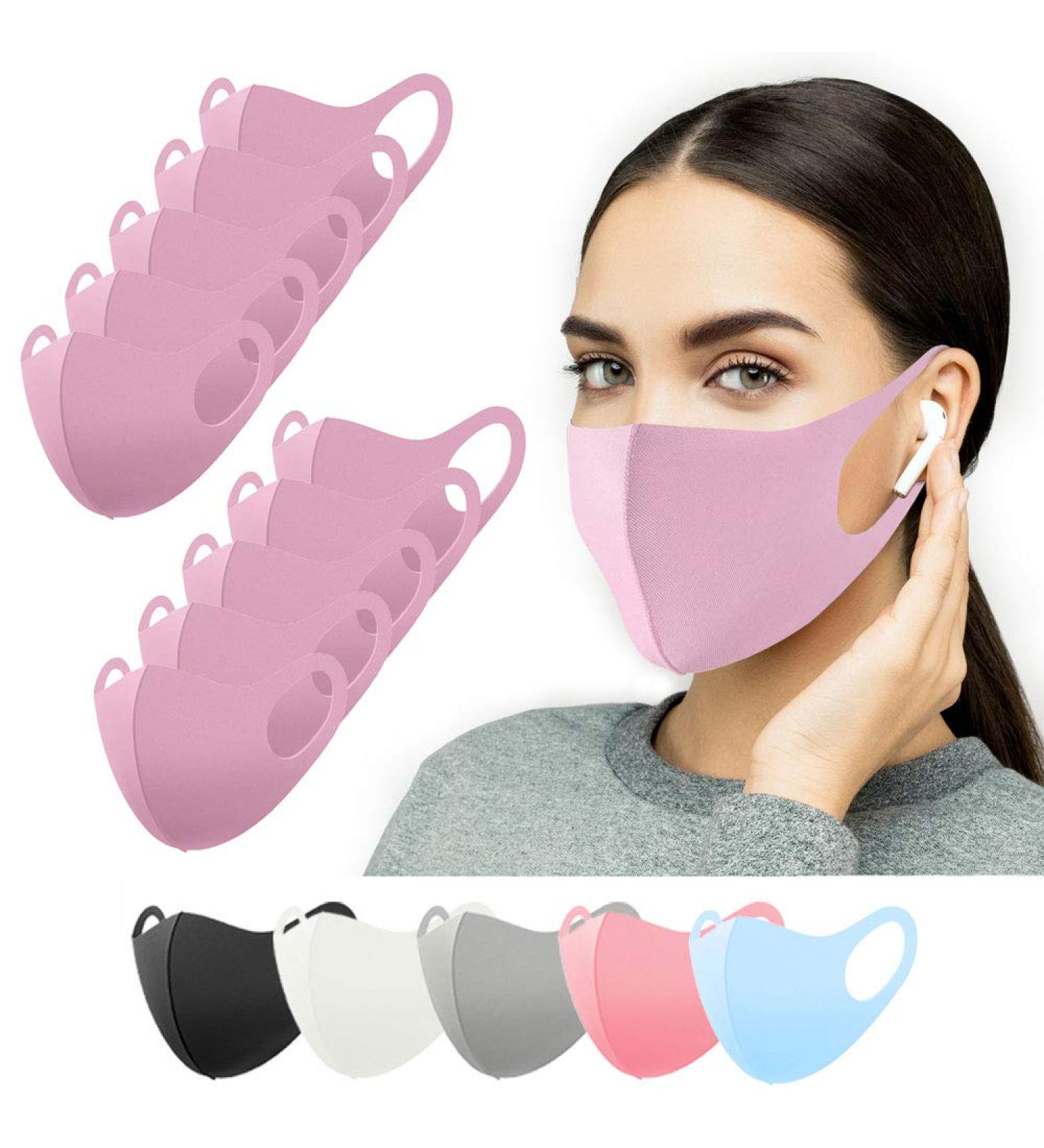 10 Pink Fabric Masks for Older Children & Adults - Washable Reusable Mouth Protection | Everyday Facial Mask for Women & Adolescents - Buy Online on GoSupps.com