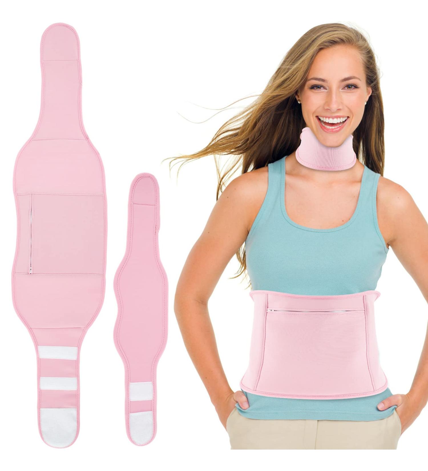Reusable Bio-Ribinus Casting Oil Pack Set - Leakage-Proof Comfort Wraps for Neck & Abdomen (2 Pieces) - Perfect for Compression Therapy - Pink - Buy Online on GoSupps.com