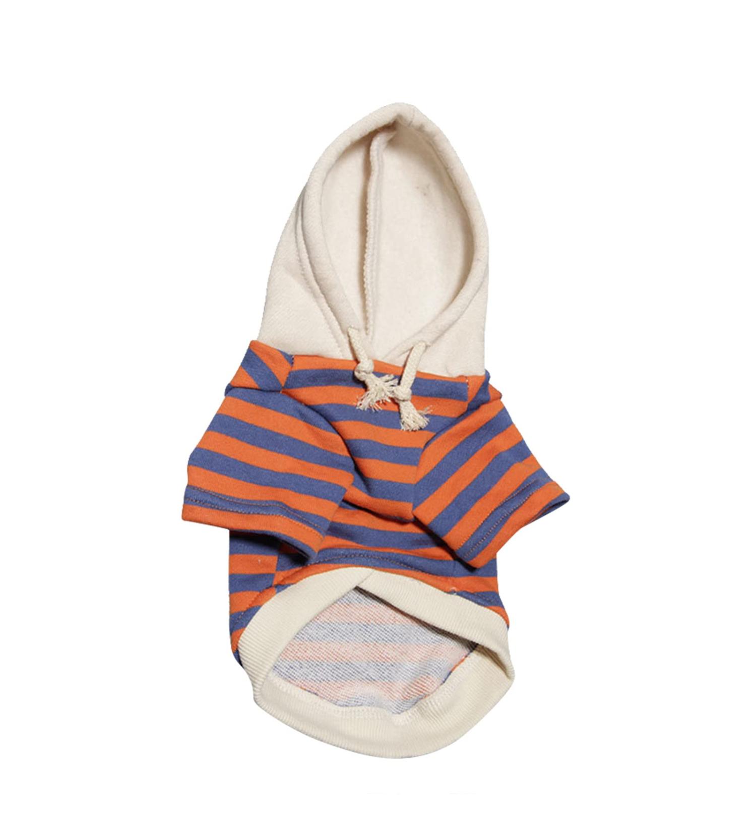 Cute Dog Clothes for Small Dogs Boys Pet Autumn Winter Hoodies Fleece Stripe Sweatshirt Dogs Warm Pet Supplies Small Orange